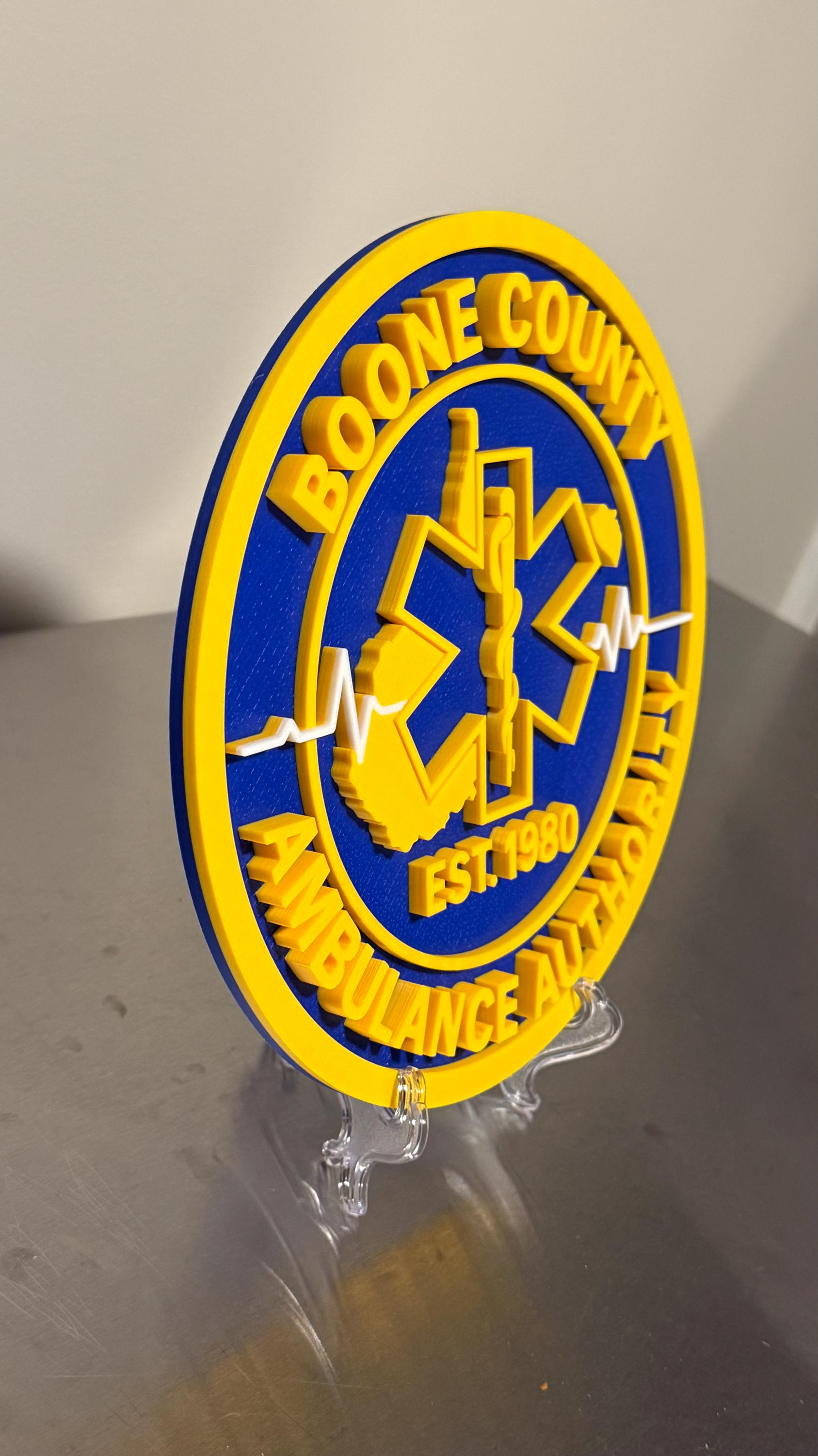 Boone County EMS 3D Plaque, First Responder WV
