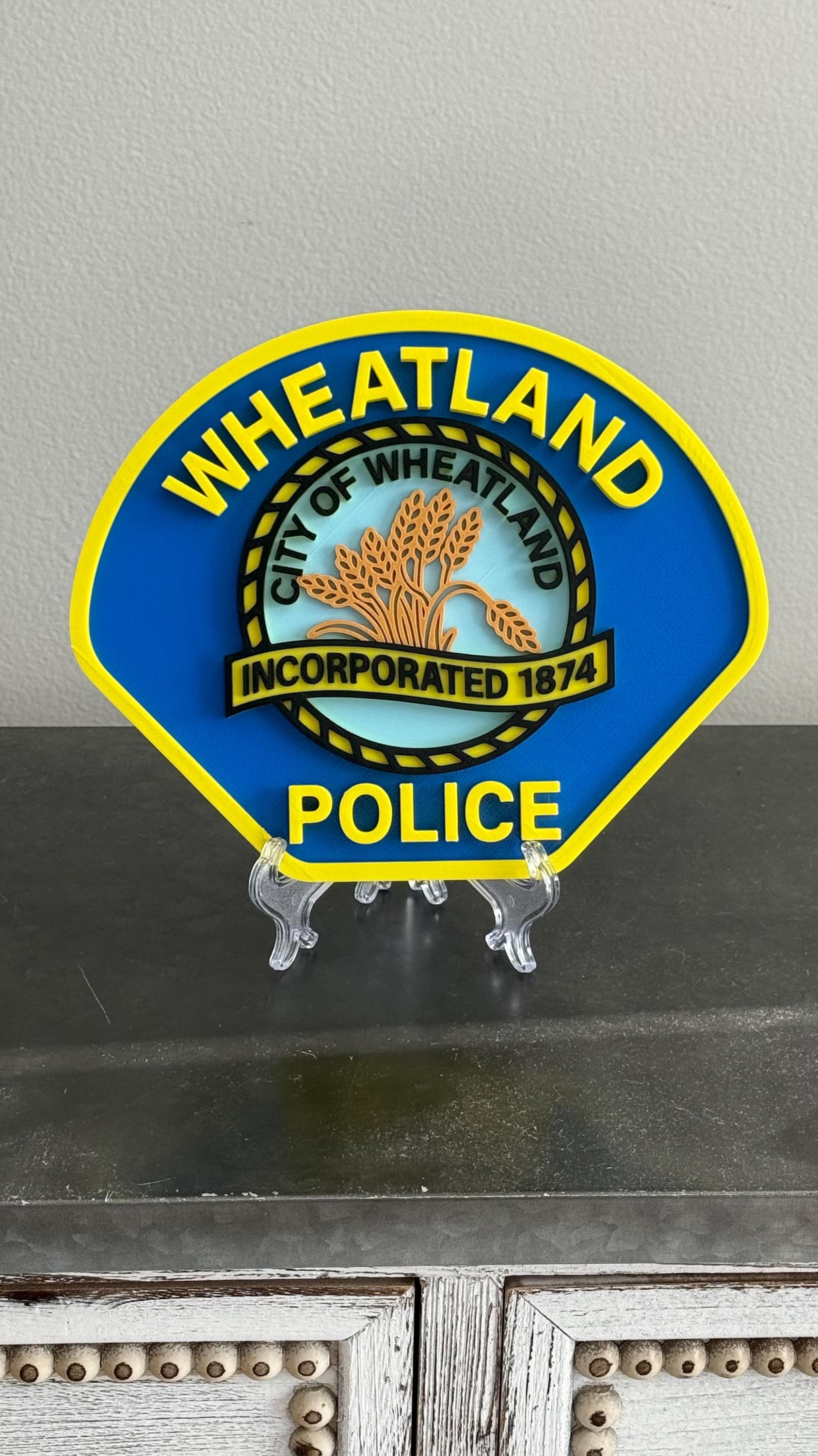 Wheatland Police Department Plaque: 3D Embossed First Responder Art California