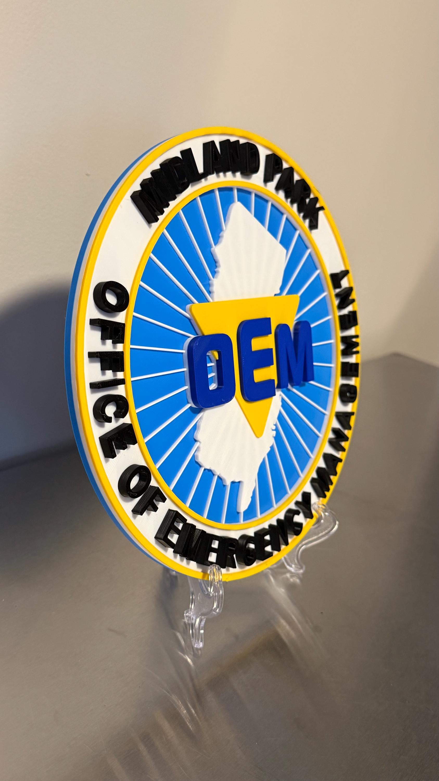 Customizable New Jersey OEM 3D Display Plaque Emergency Management NJ New Jersey