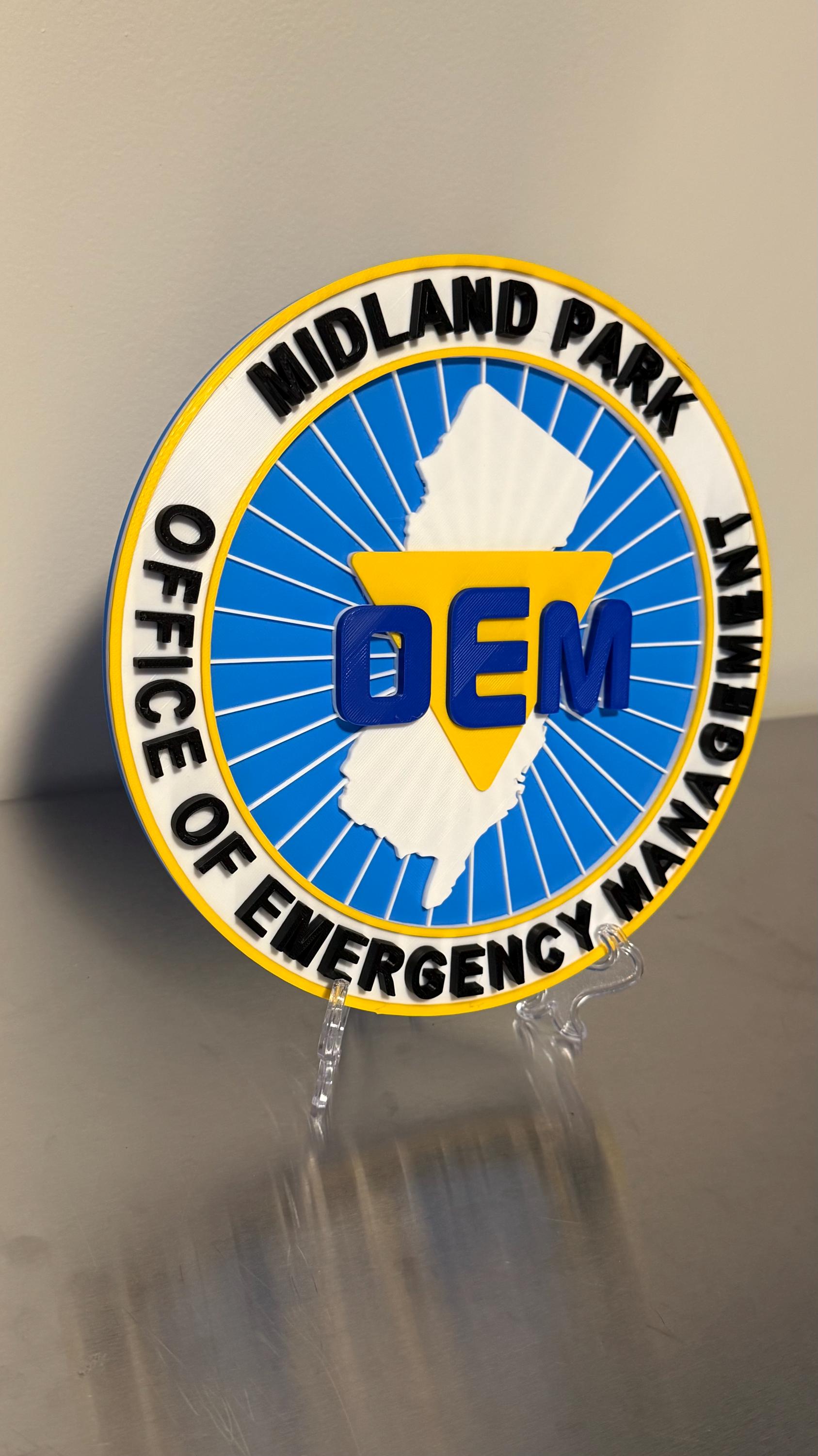Customizable New Jersey OEM 3D Display Plaque Emergency Management NJ New Jersey