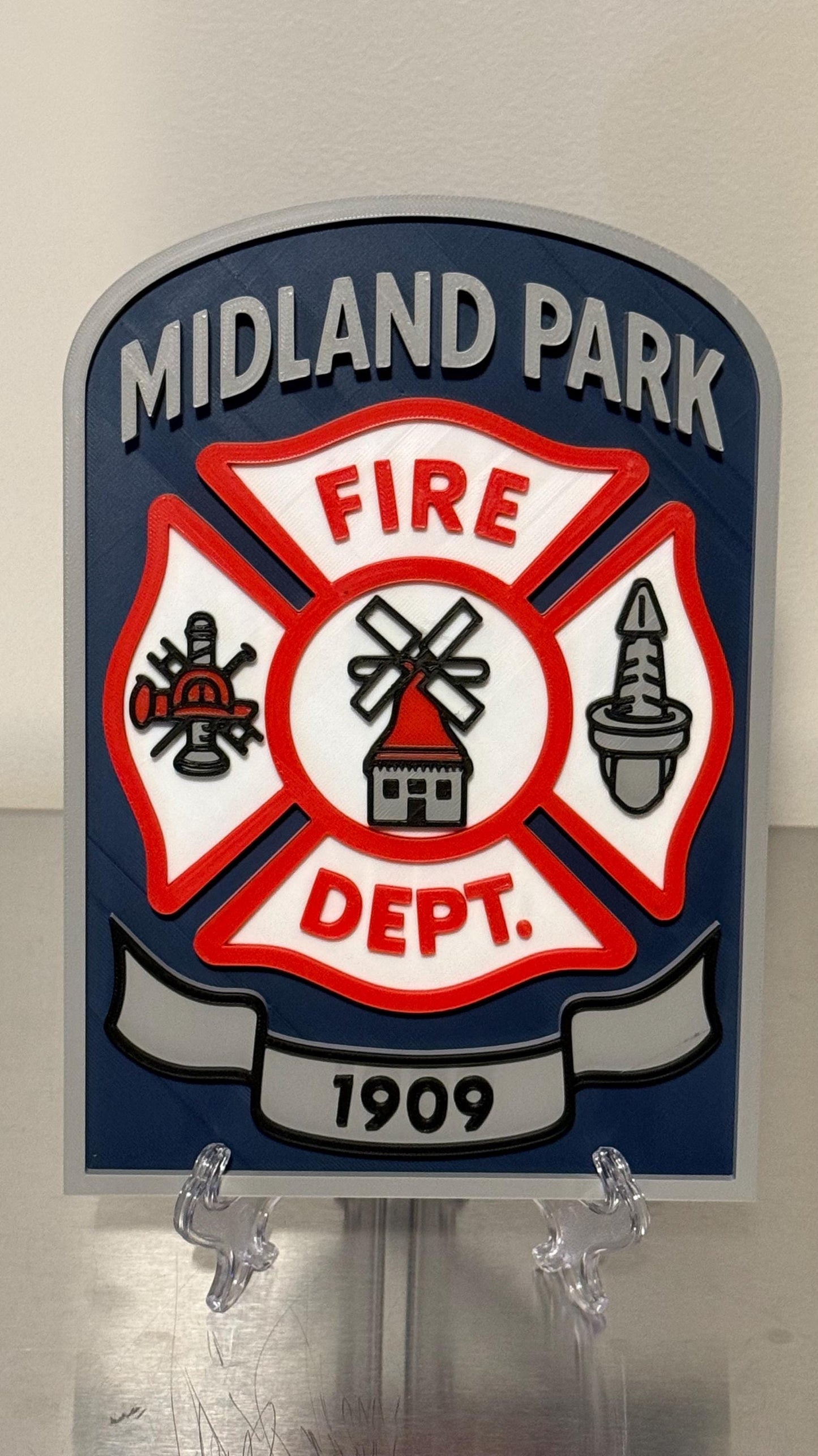 Midland Park Fire Department 3D Plaque: First Responder Wall Art NJ New Jersey
