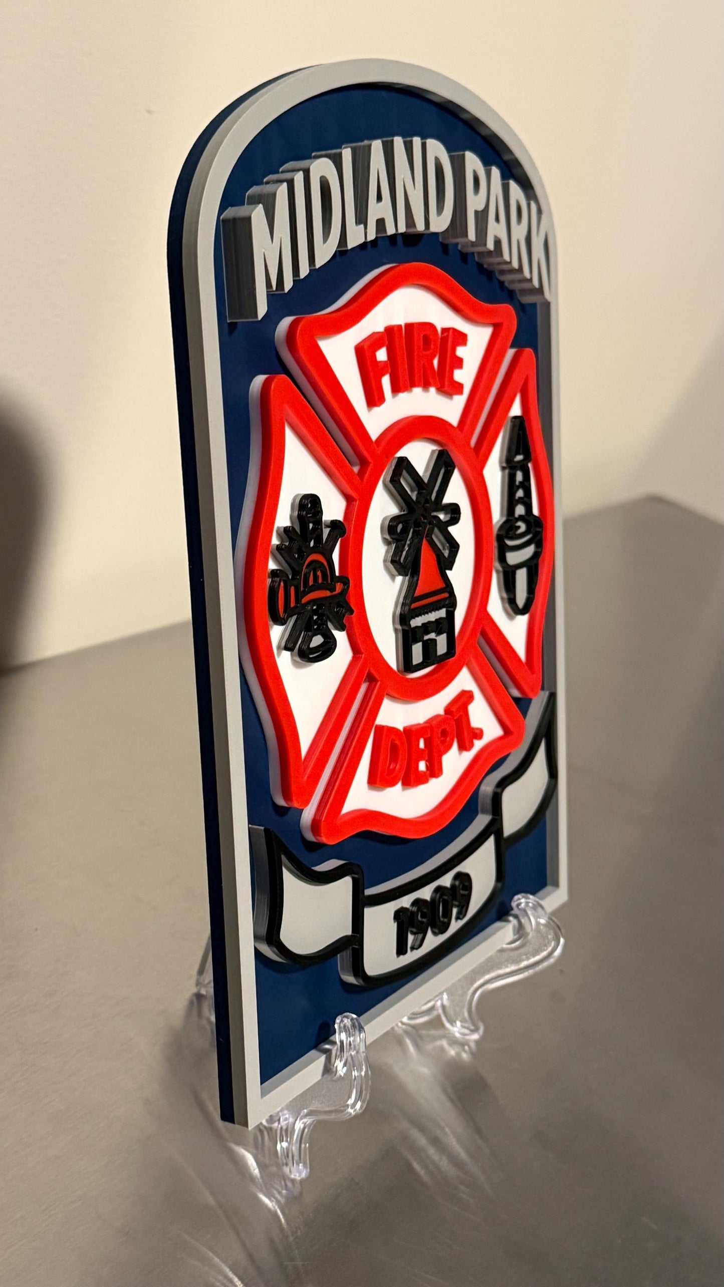 Midland Park Fire Department 3D Plaque: First Responder Wall Art NJ New Jersey