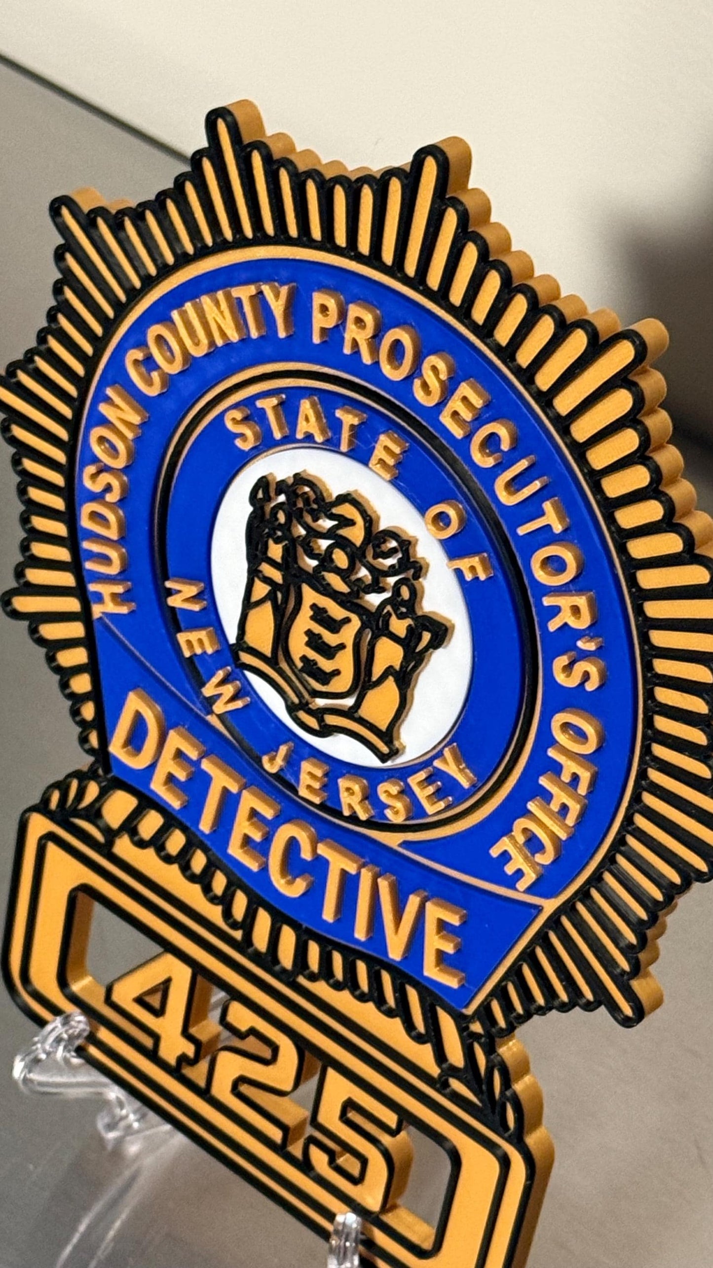 Hudson County Prosecutor Detective Shield Plaque, NJ Badge Wall Art New Jersey