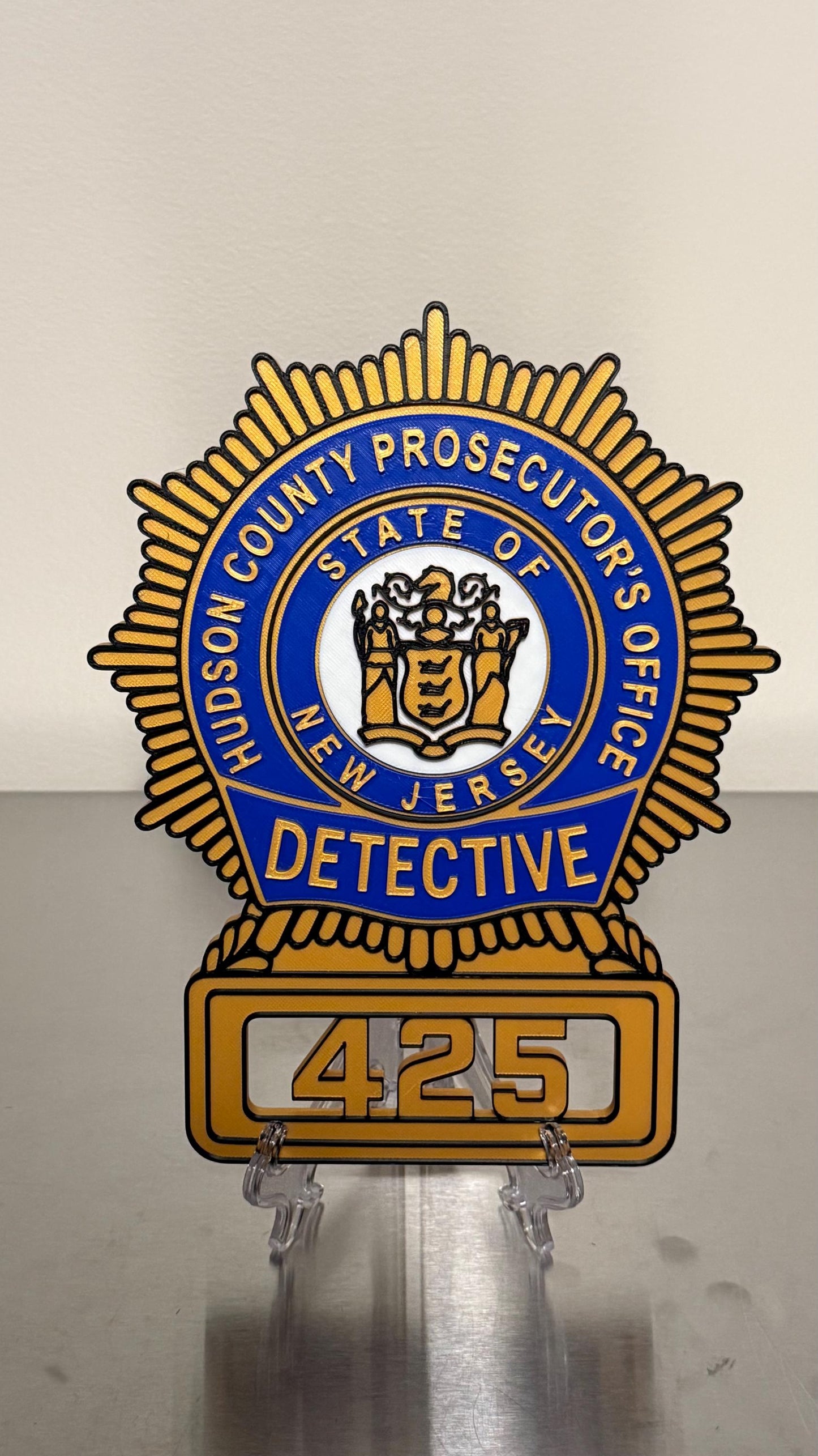 Hudson County Prosecutor Detective Shield Plaque, NJ Badge Wall Art New Jersey