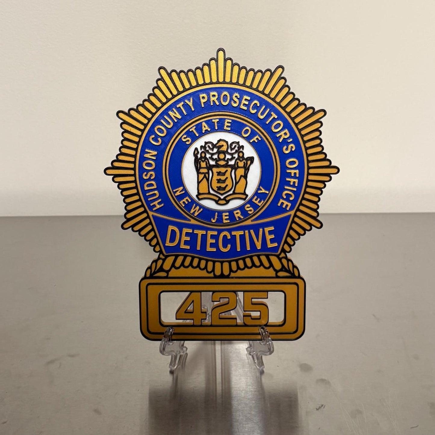 Hudson County Prosecutor Detective Shield Plaque, NJ Badge Wall Art New Jersey