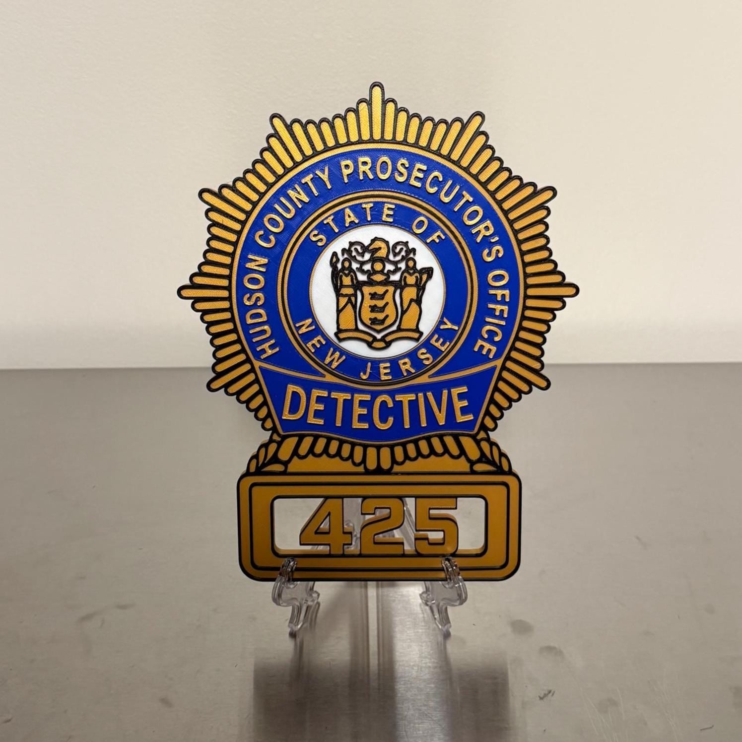 Hudson County Prosecutor Detective Shield Plaque, NJ Badge Wall Art New Jersey