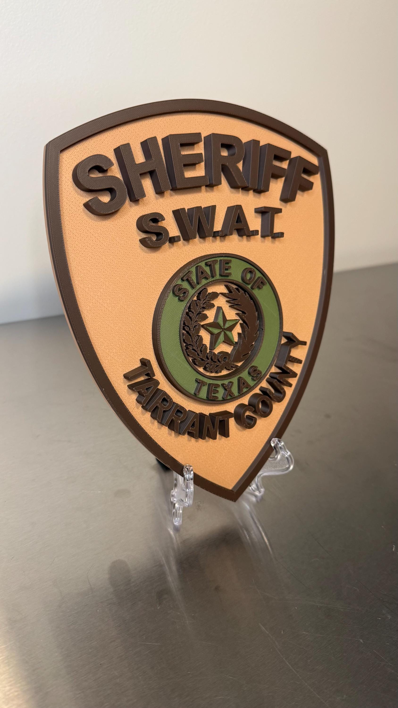 Tarrant County Sheriff SWAT 3D Plaque, First Responder Wall Art Texas