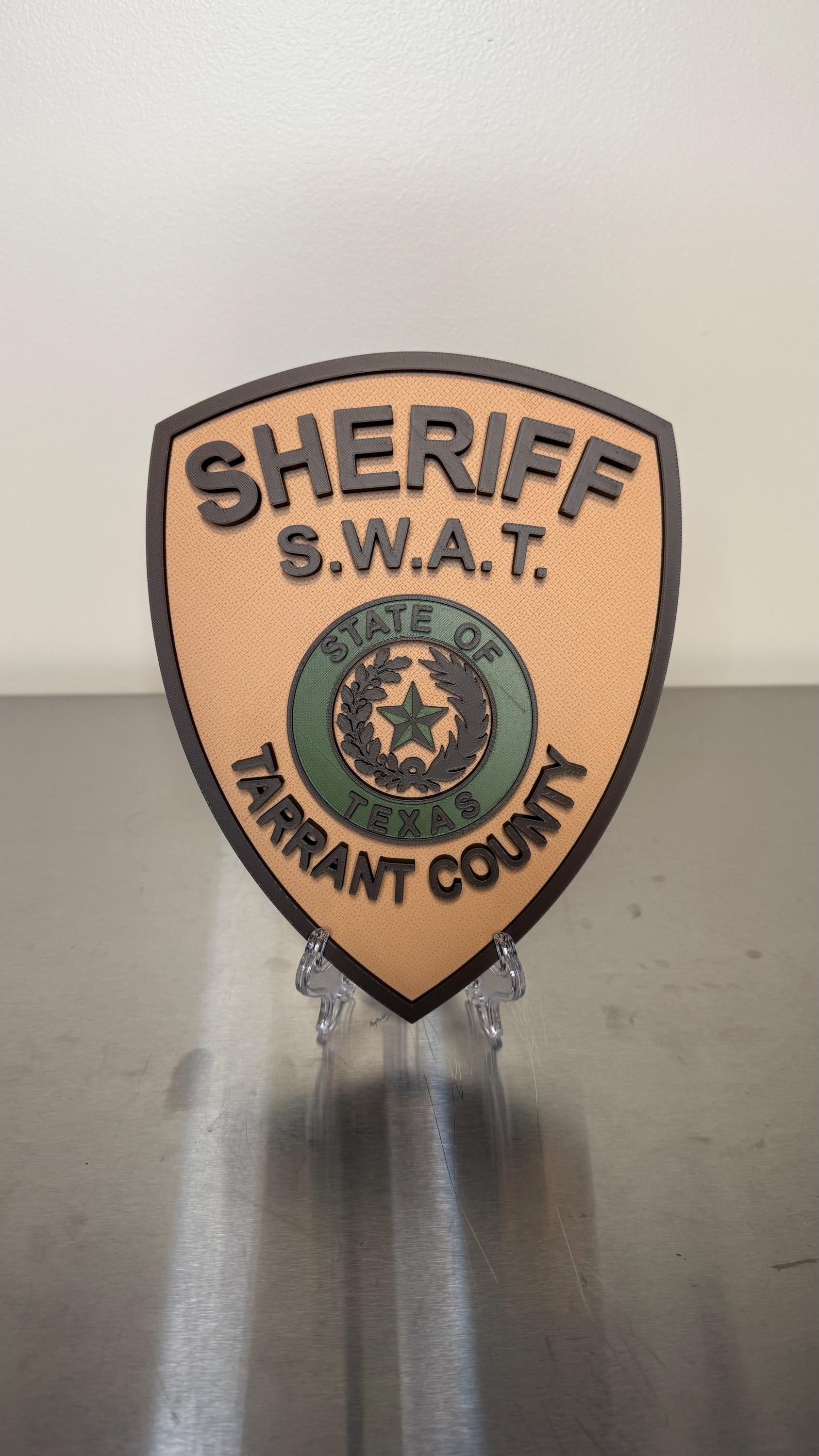 Tarrant County Sheriff SWAT 3D Plaque, First Responder Wall Art Texas