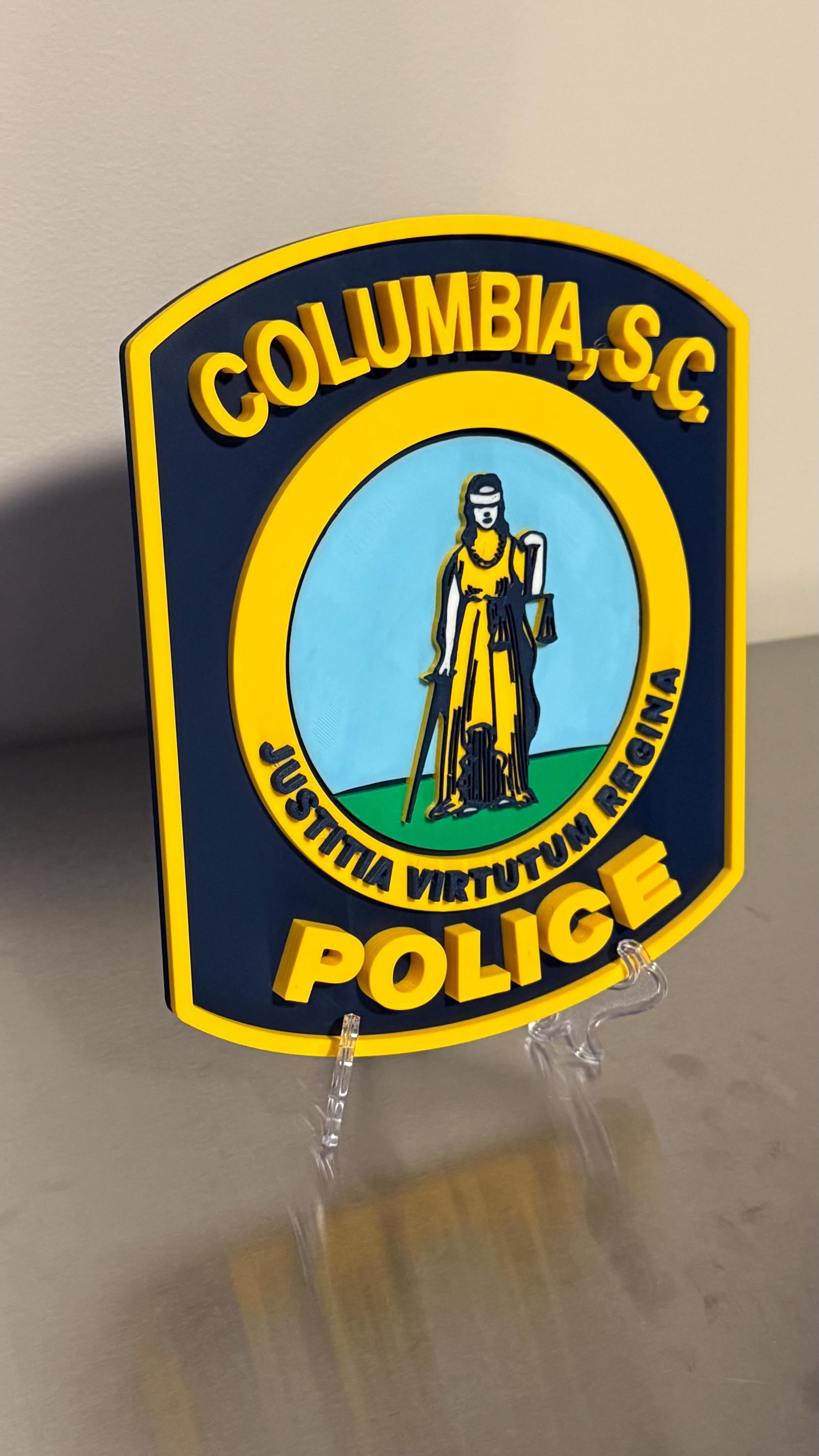 Columbia SC Police Department Plaque – First Responder Wall Decor South Carolina
