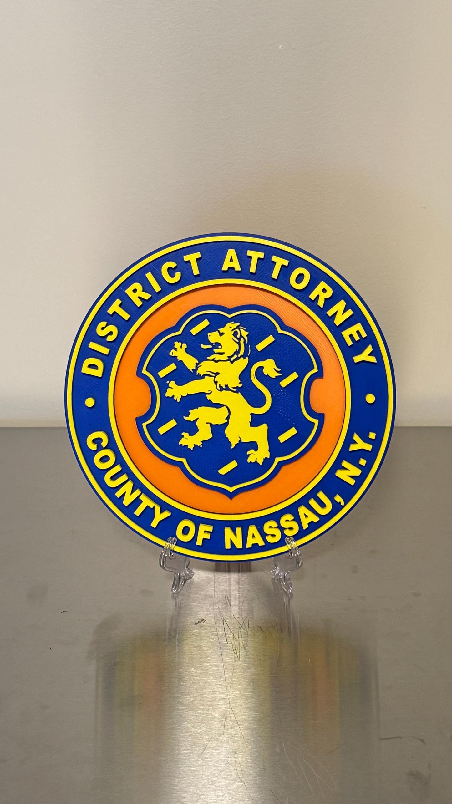 Nassau County District Attorney 3D Embossed Plaque - Long Island NY New York
