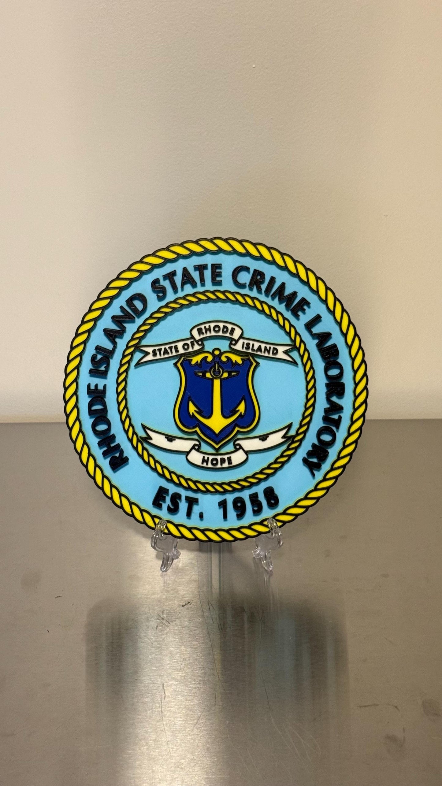 Rhode Island State Crime Lab Plaque, 3D Embossed Display