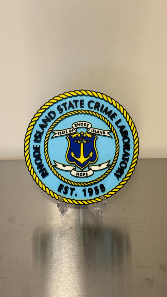Rhode Island State Crime Lab Plaque, 3D Embossed Display