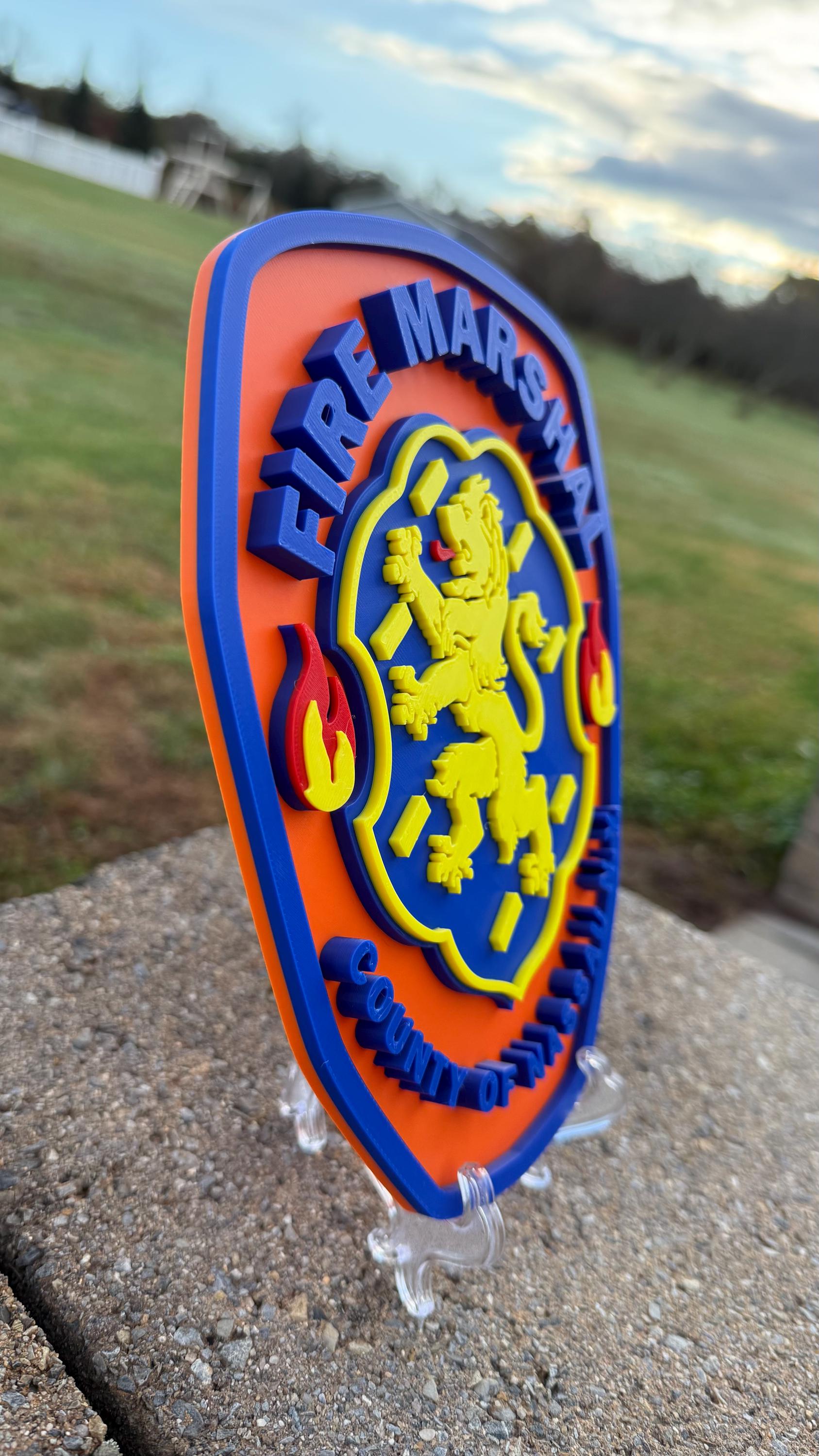 Nassau County Fire Marshal 3D Plaque: Long Island First Responder Wall Decor New York