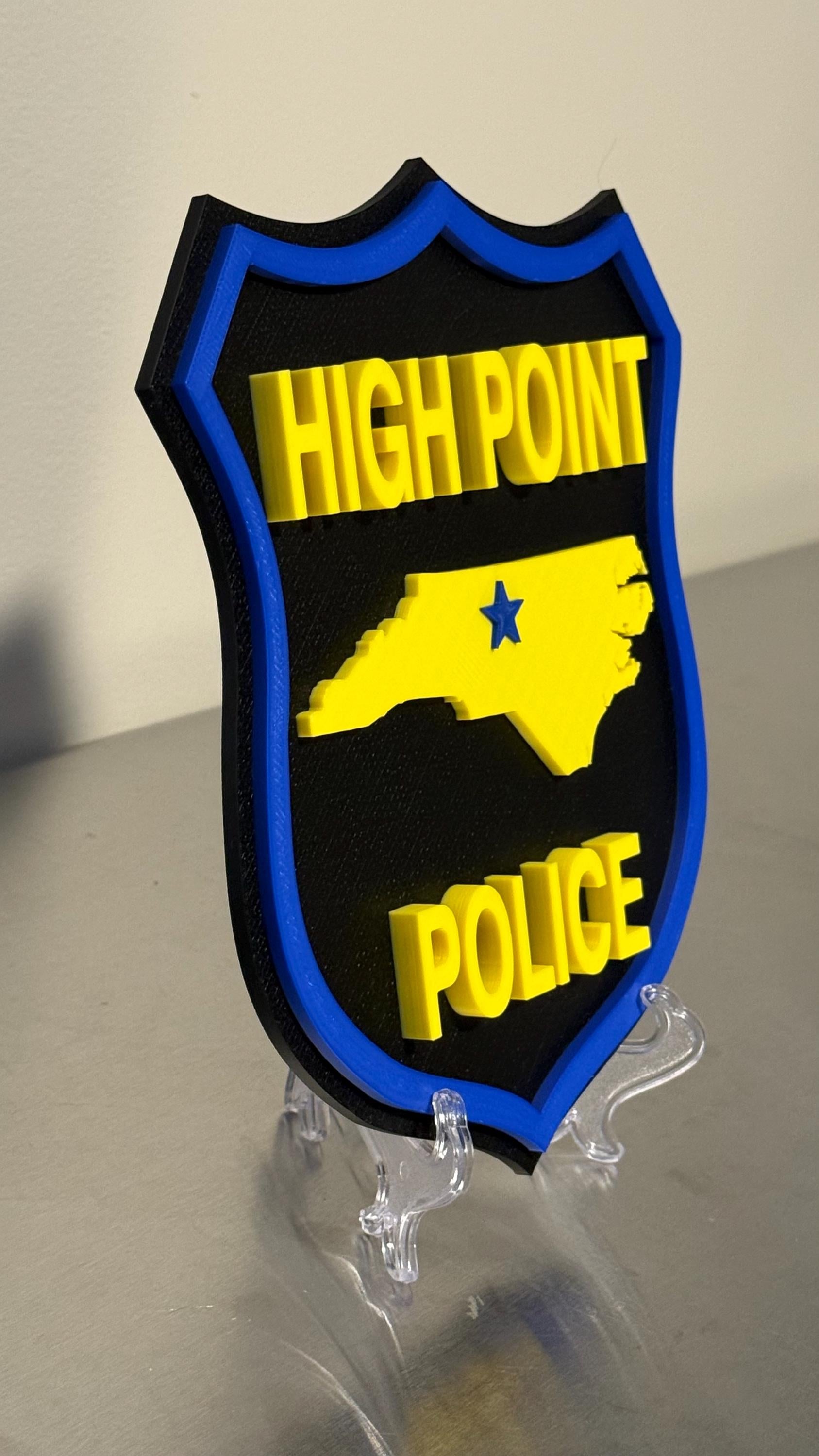 High Point NC Police Department 3D Plaque, First Responder Wall Art North Carolina