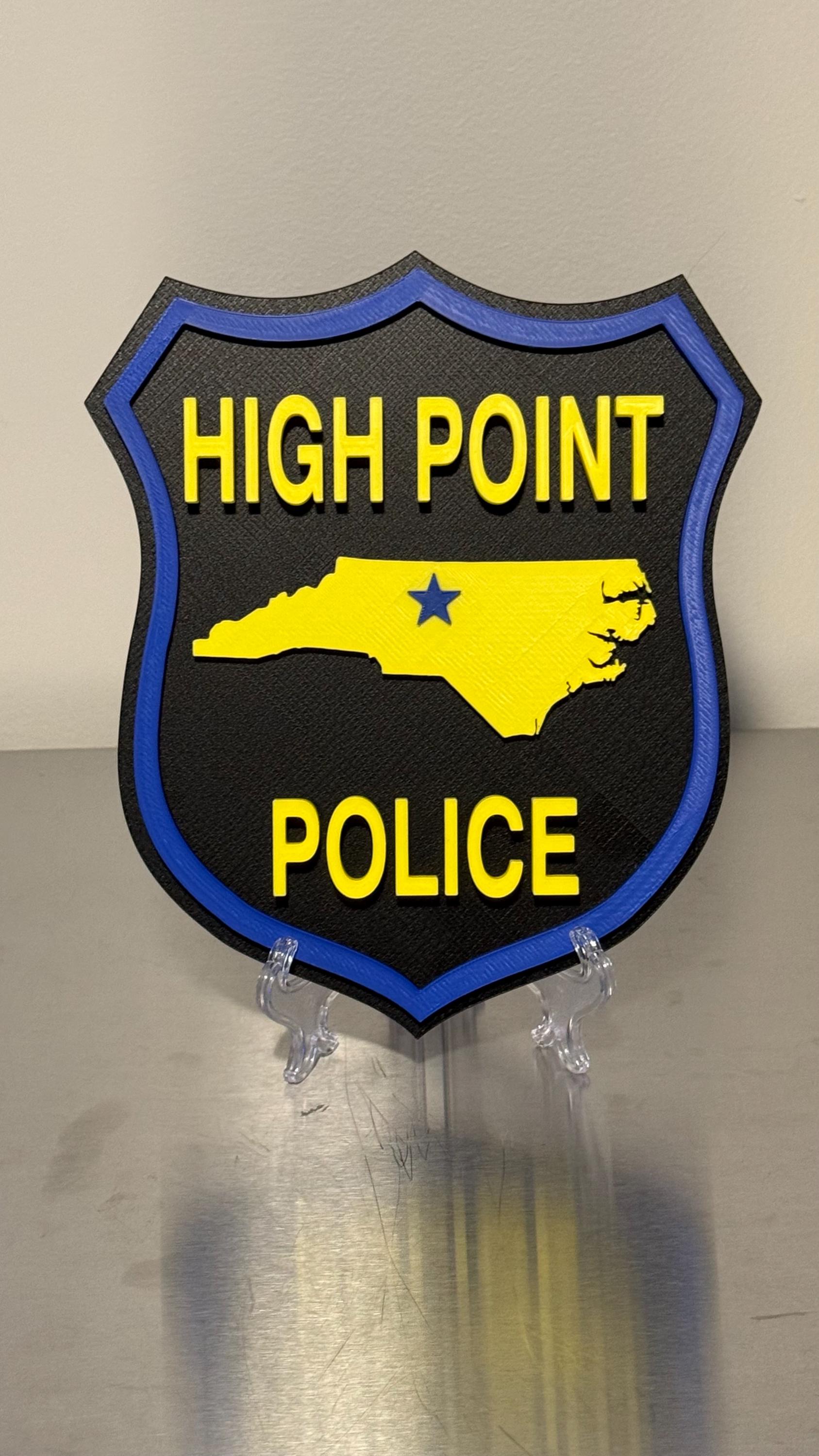 High Point NC Police Department 3D Plaque, First Responder Wall Art North Carolina