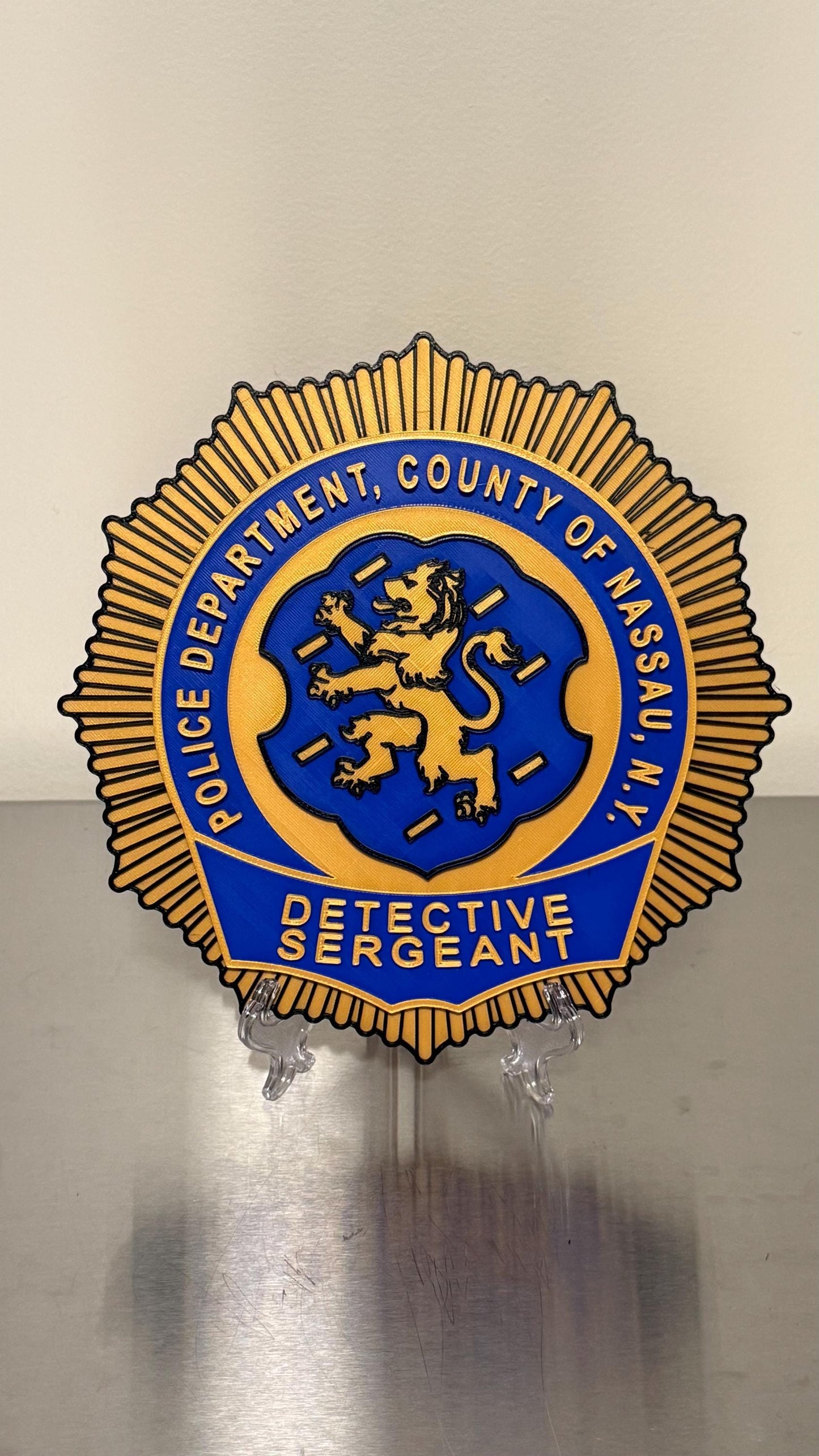Nassau County Police Detective Sergeant Shield 3D Plaque New York