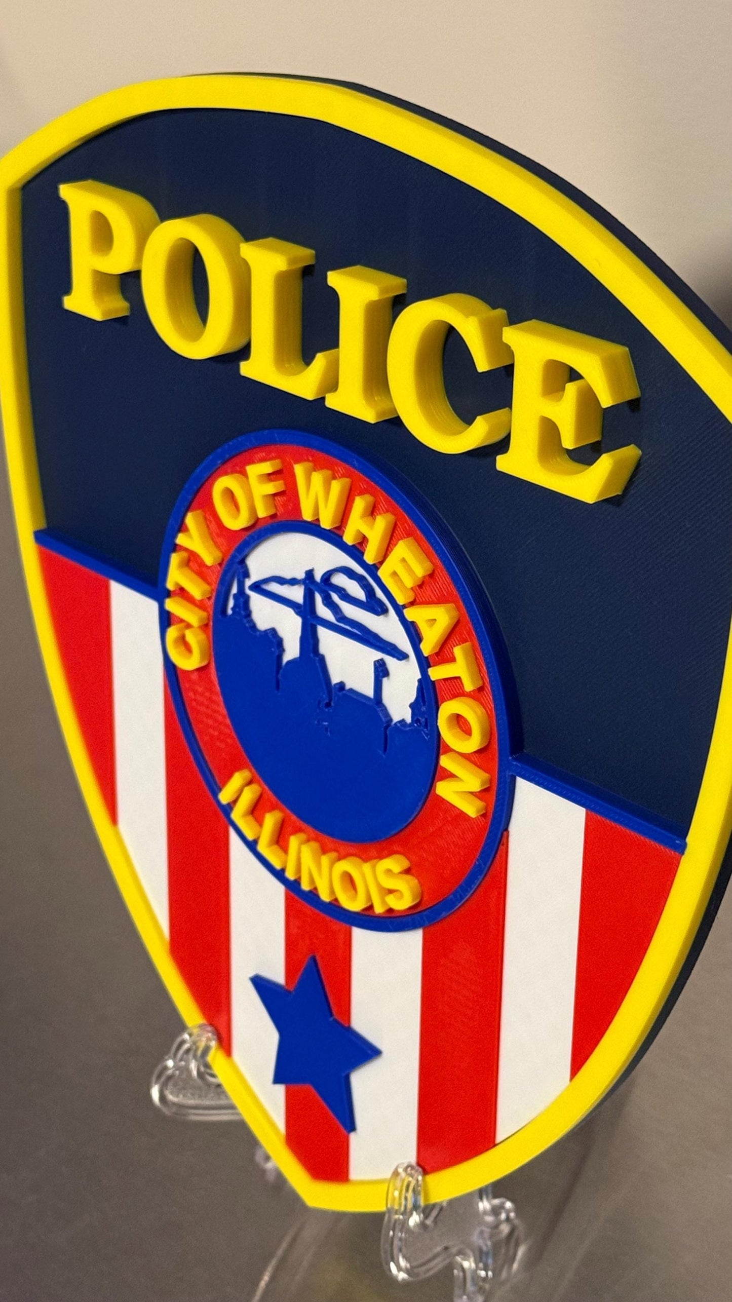 Police Display Plaque: Wheaton Illinois Emblem - 3D Embossed Design