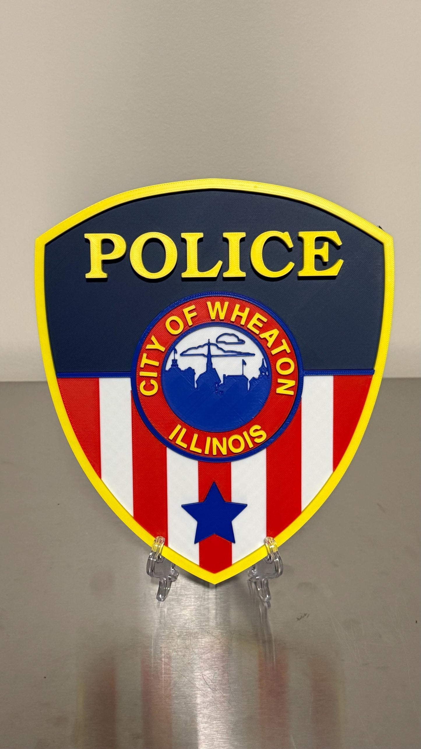 Police Display Plaque: Wheaton Illinois Emblem - 3D Embossed Design
