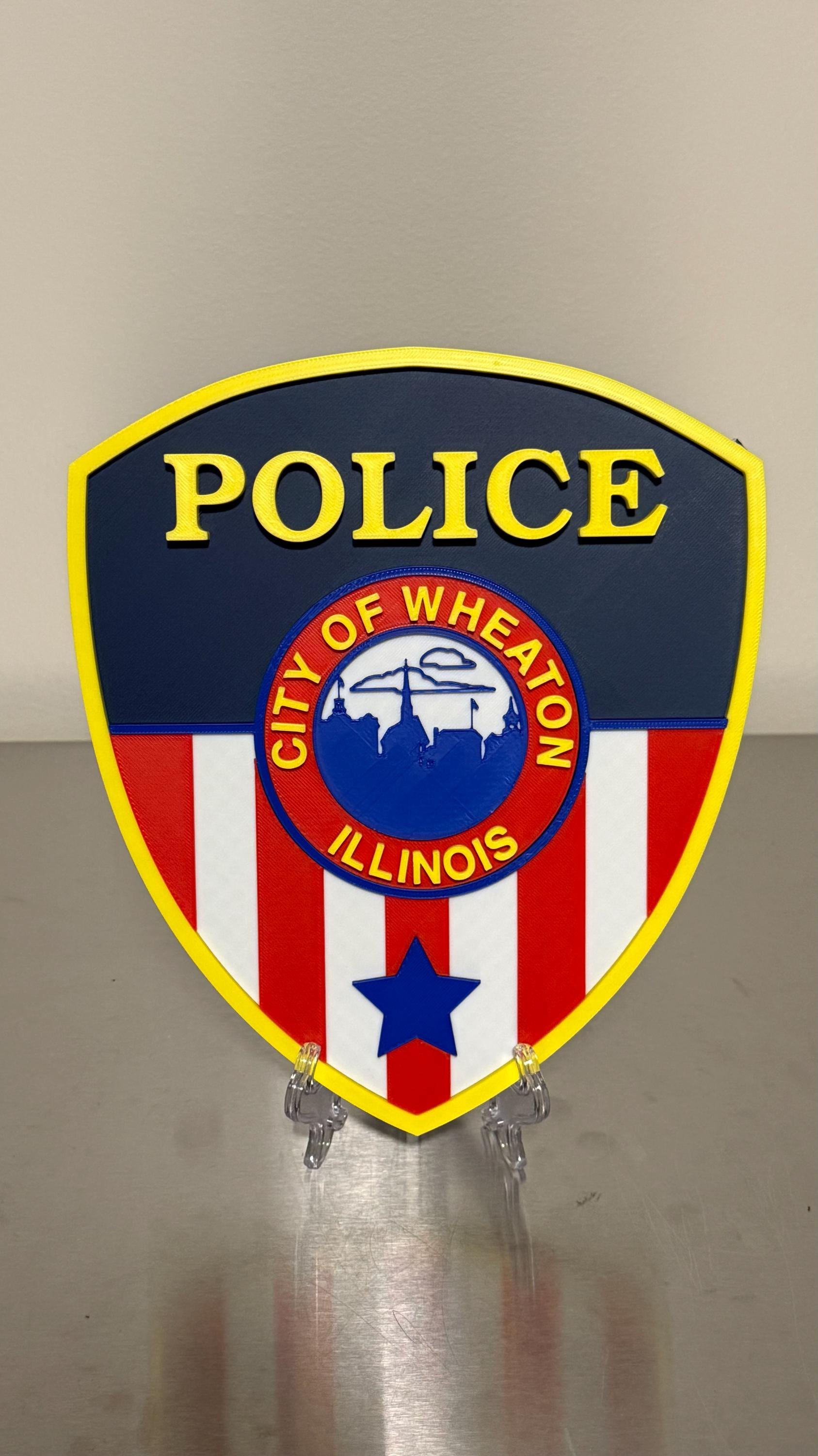 Police Display Plaque: Wheaton Illinois Emblem - 3D Embossed Design