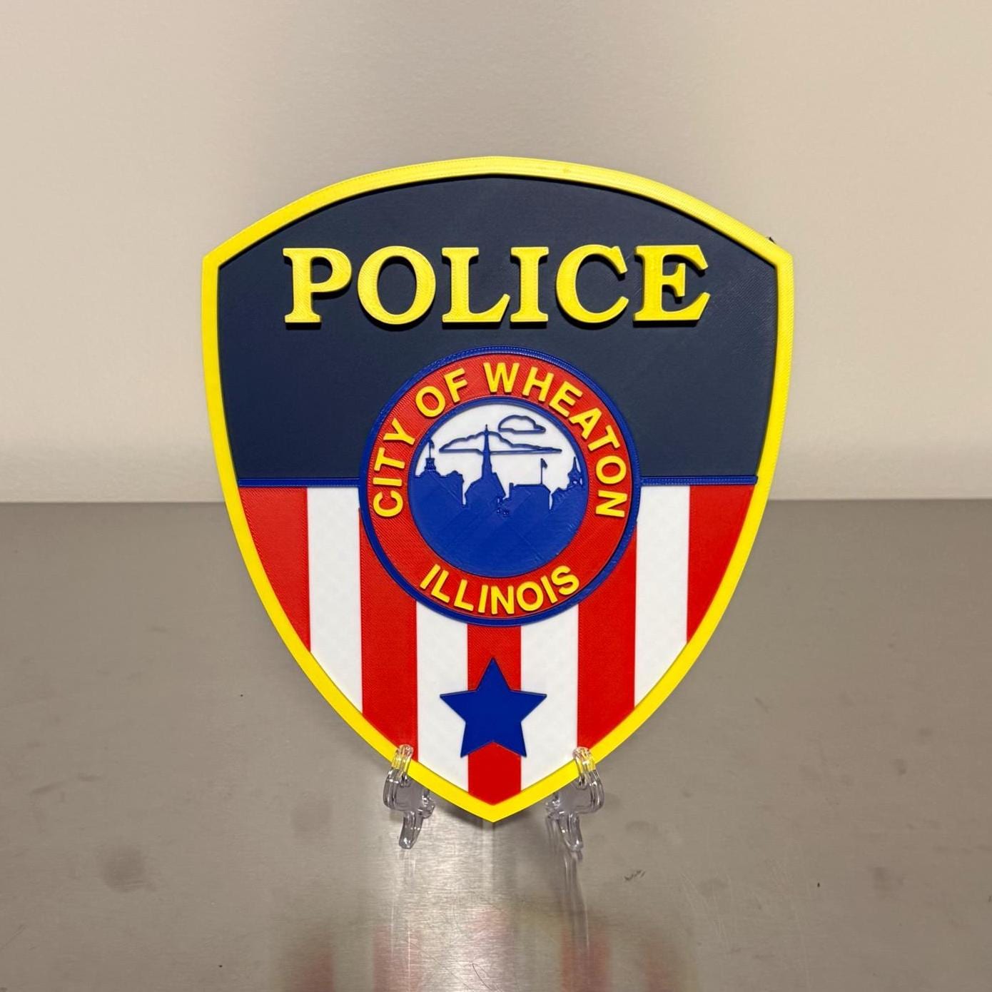 Police Display Plaque: Wheaton Illinois Emblem - 3D Embossed Design