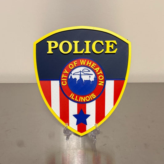 Police Display Plaque: Wheaton Illinois Emblem - 3D Embossed Design