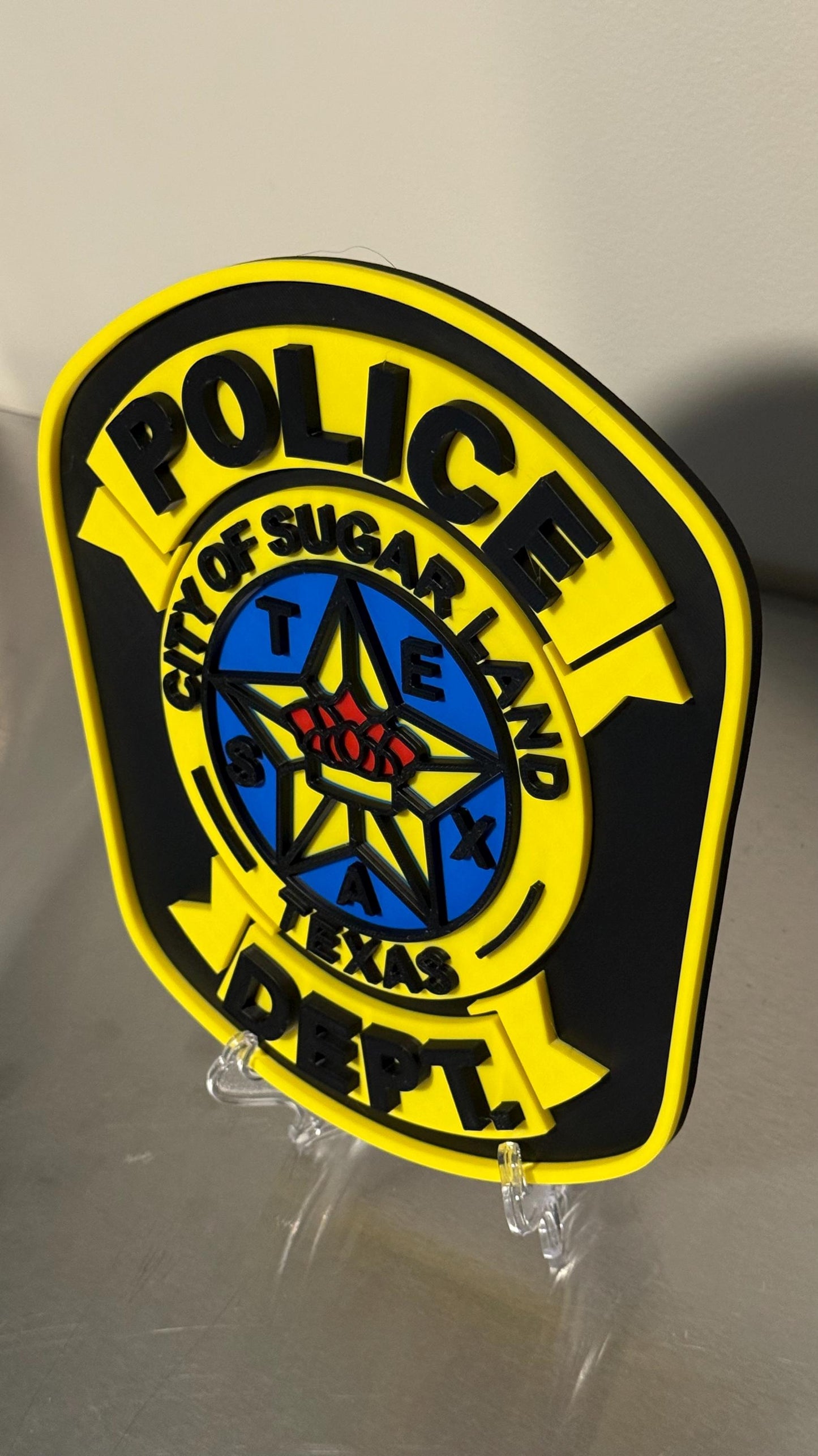 City of Sugar Land Police Plaque, First Responder Wall Art Texas