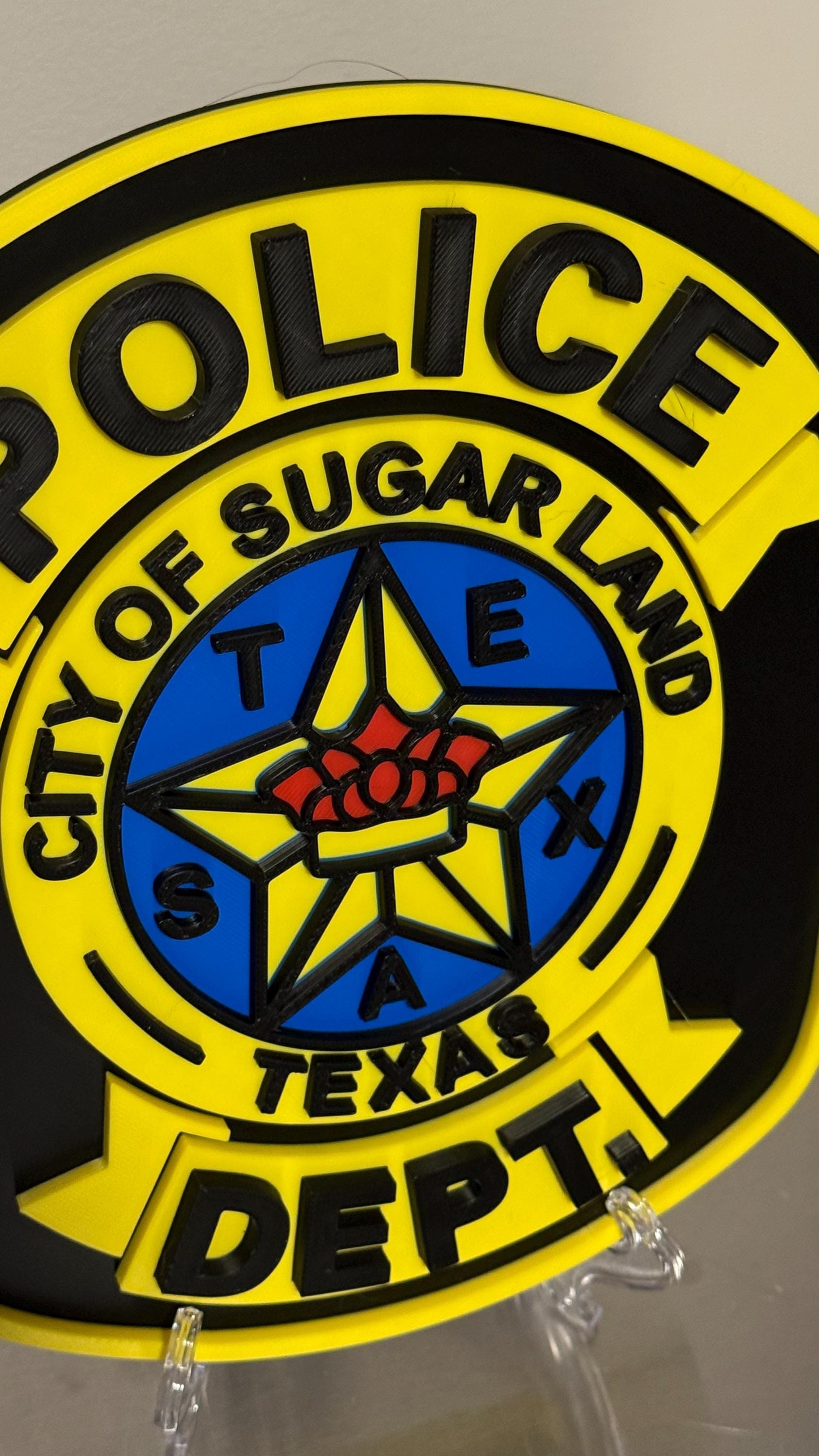 City of Sugar Land Police Plaque, First Responder Wall Art Texas