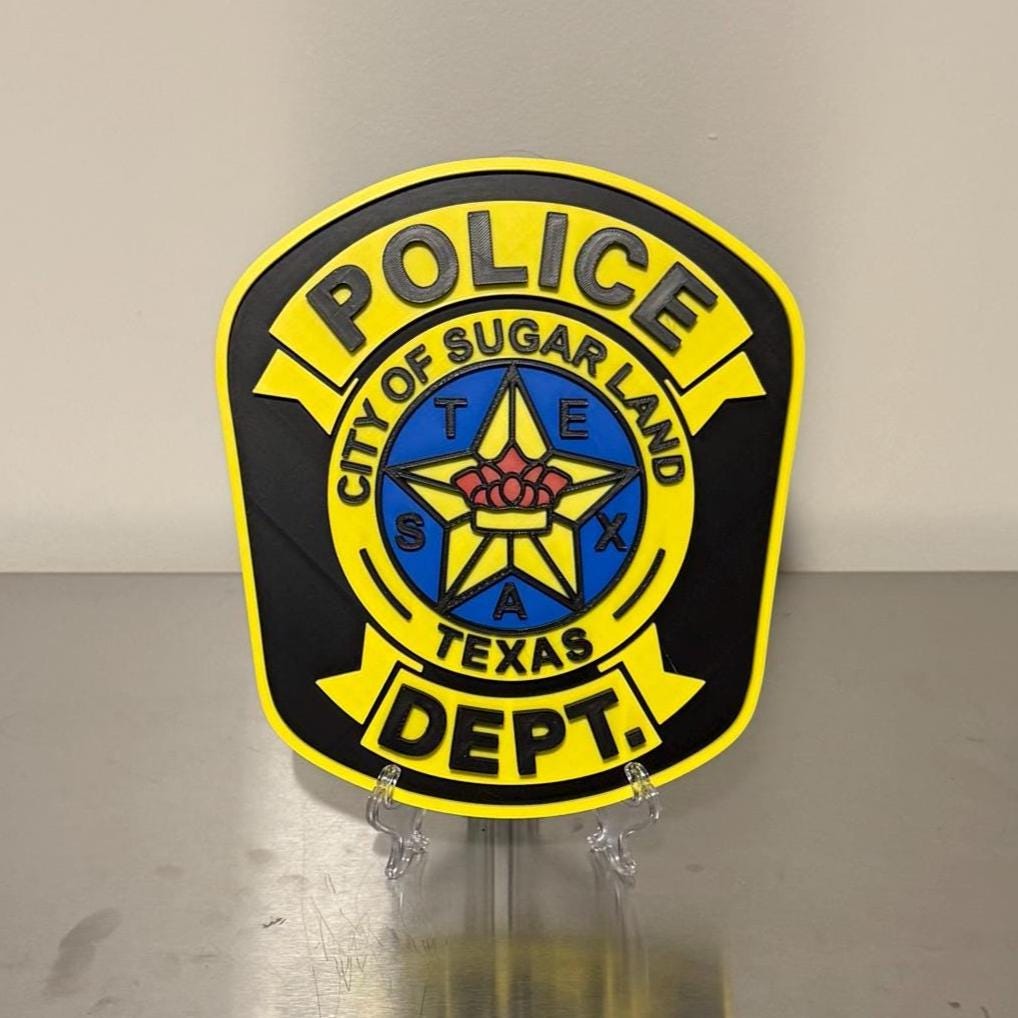 City of Sugar Land Police Plaque, First Responder Wall Art Texas