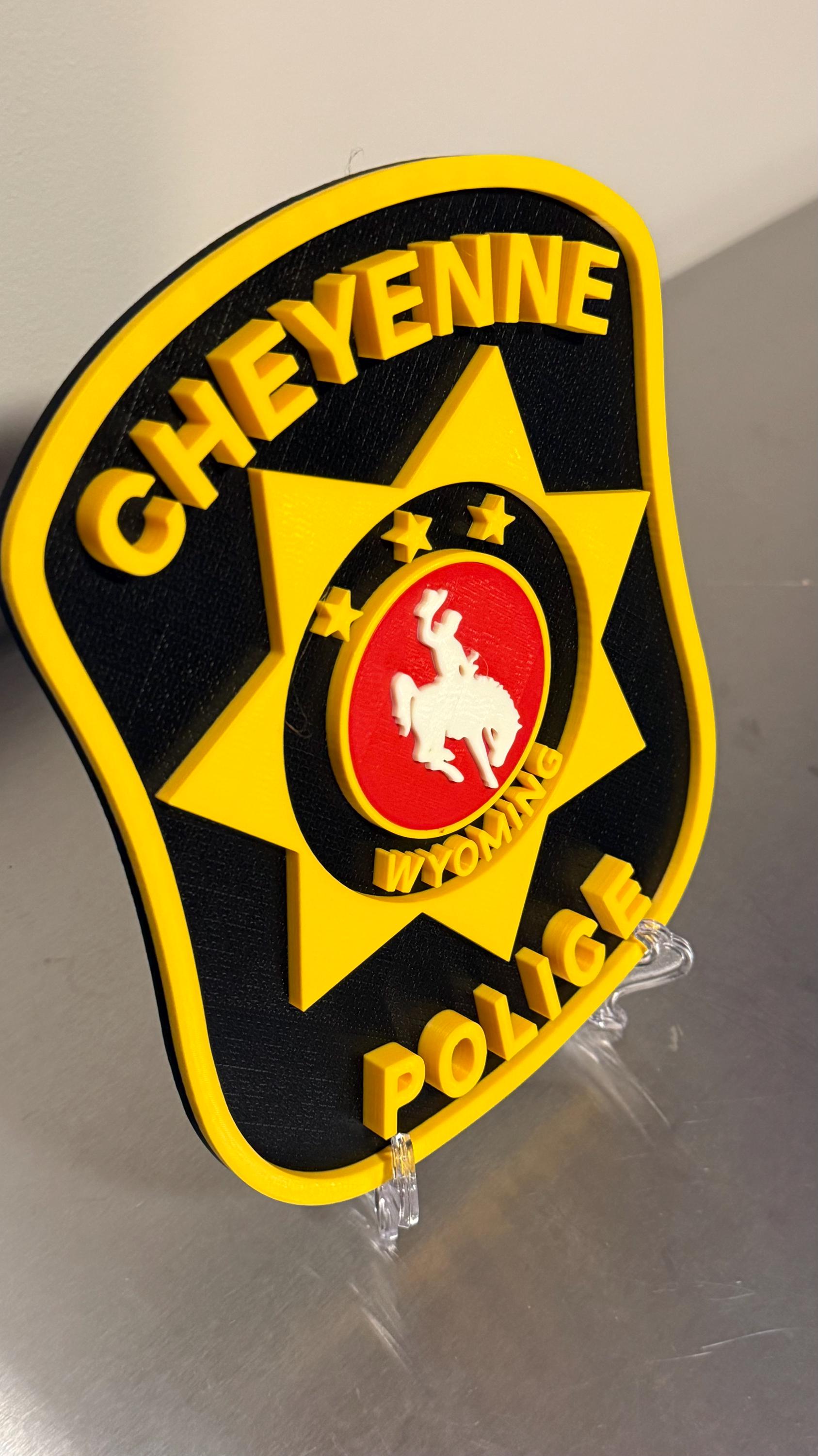 Cheyenne Police Department 3D Plaque, First Responder Wall Art Wyoming