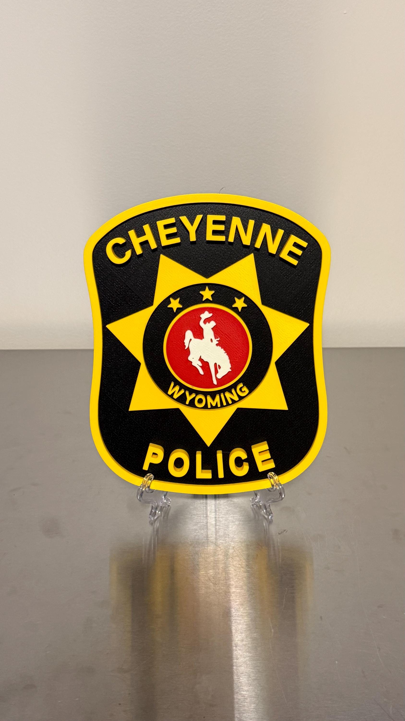 Cheyenne Police Department 3D Plaque, First Responder Wall Art Wyoming