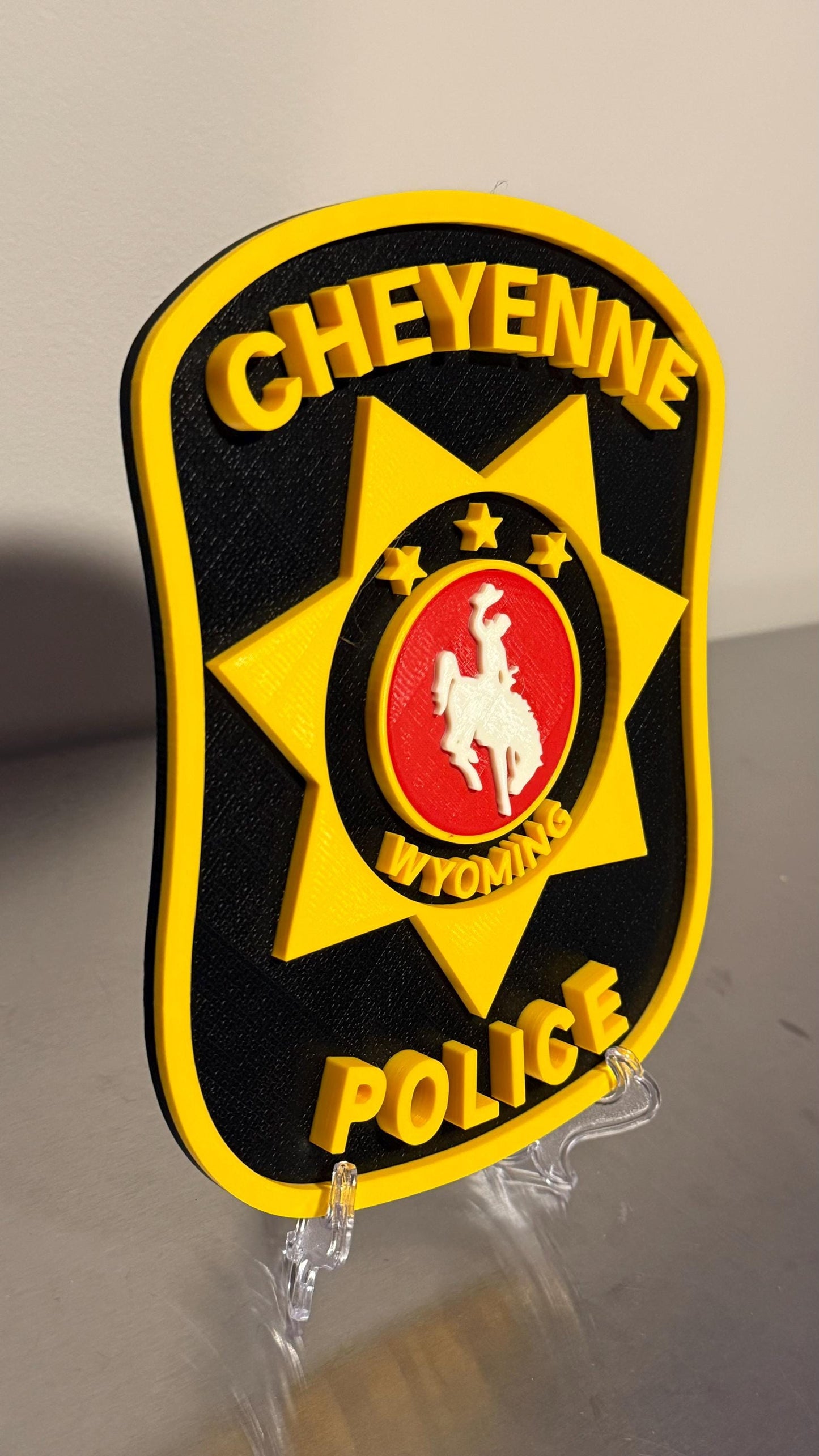 Cheyenne Police Department 3D Plaque, First Responder Wall Art Wyoming