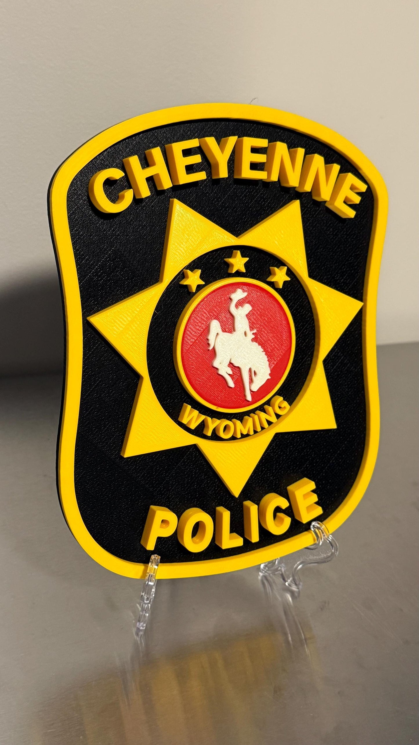 Cheyenne Police Department 3D Plaque, First Responder Wall Art Wyoming