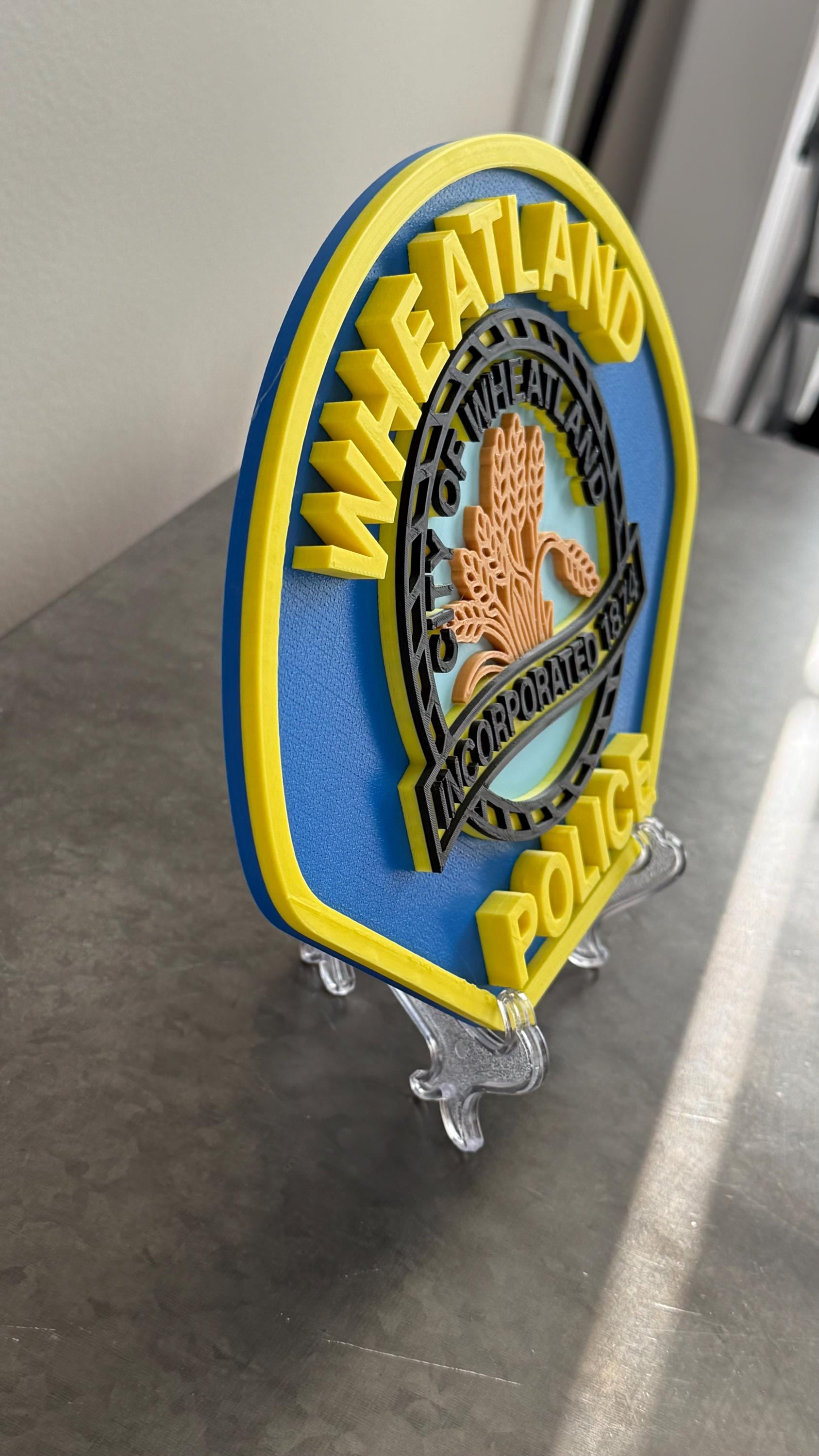 Wheatland Police Department Plaque: 3D Embossed First Responder Art California