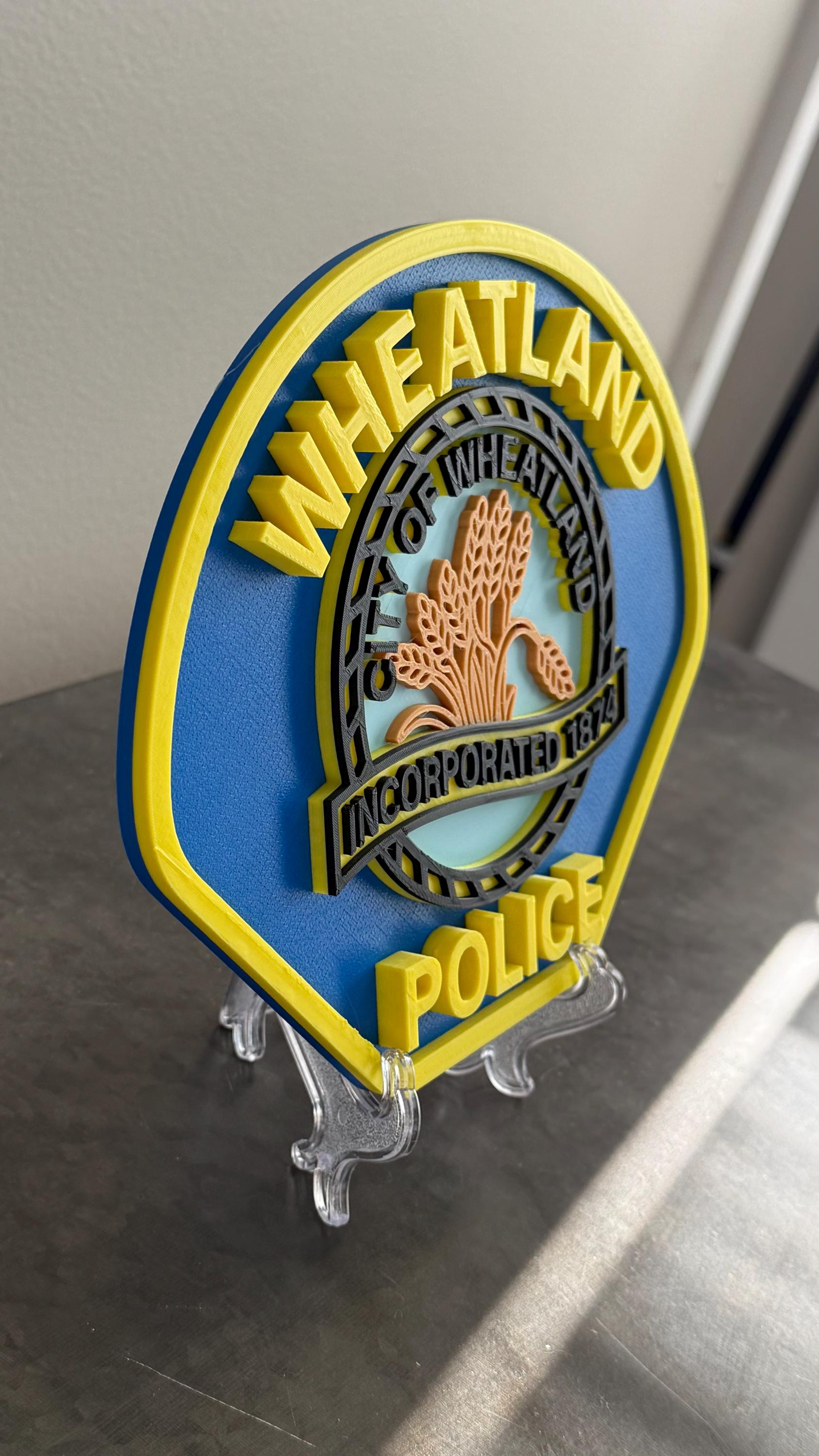 Wheatland Police Department Plaque: 3D Embossed First Responder Art California