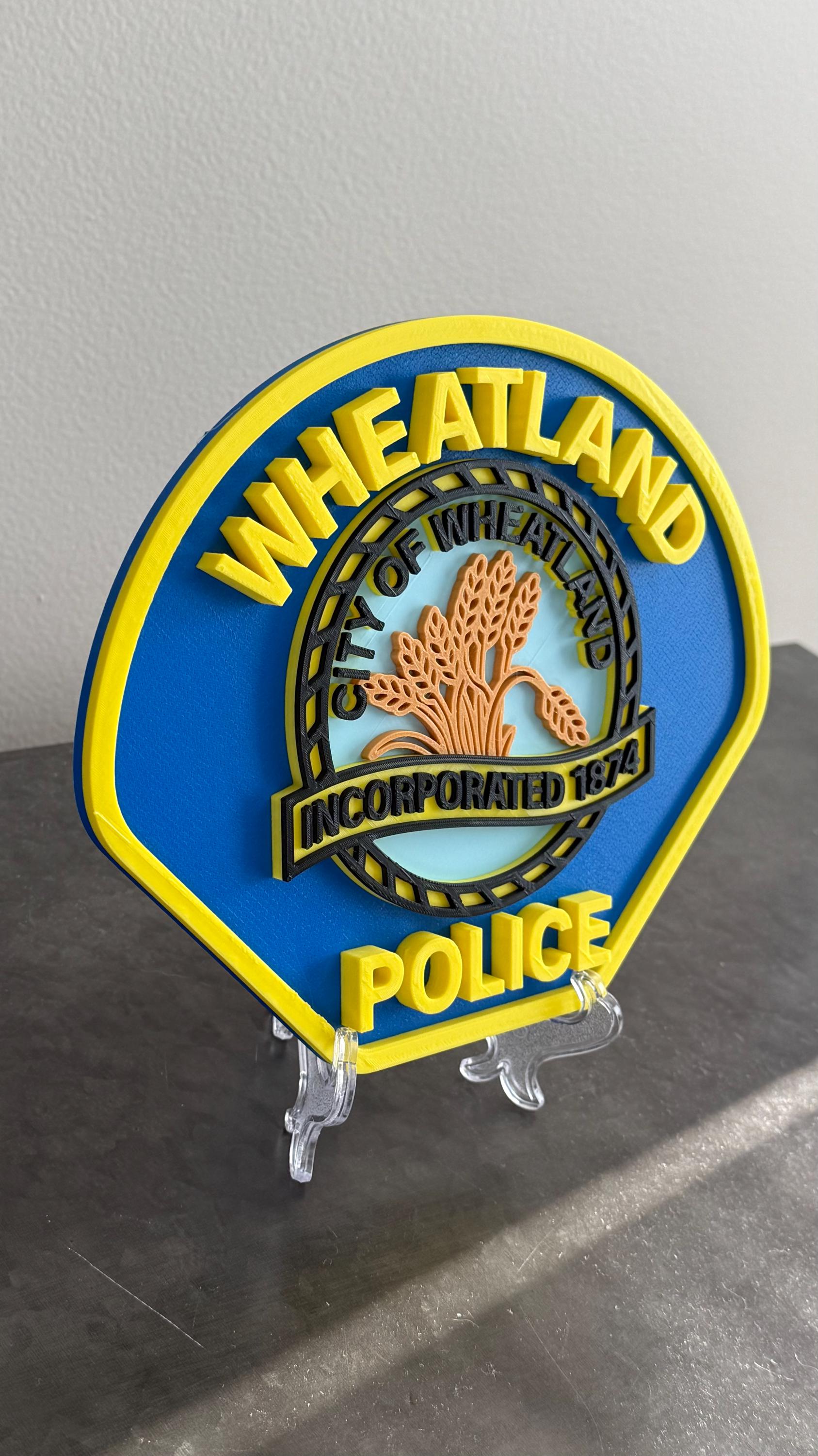 Wheatland Police Department Plaque: 3D Embossed First Responder Art California