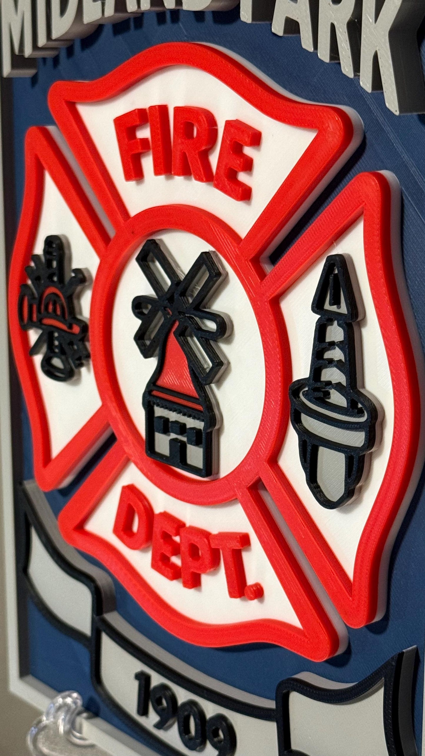 Midland Park Fire Department 3D Plaque: First Responder Wall Art NJ New Jersey