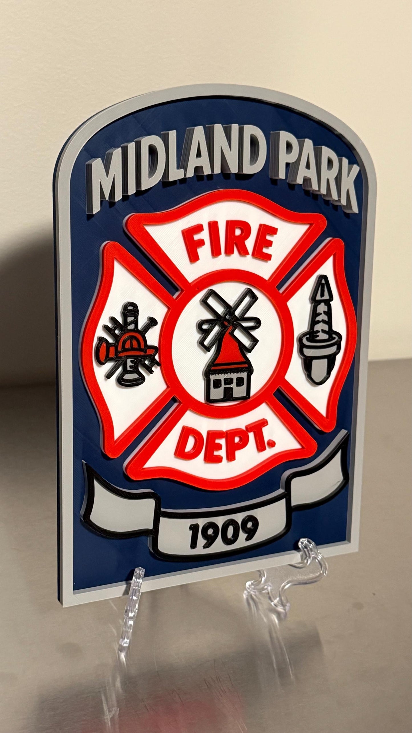 Midland Park Fire Department 3D Plaque: First Responder Wall Art NJ New Jersey
