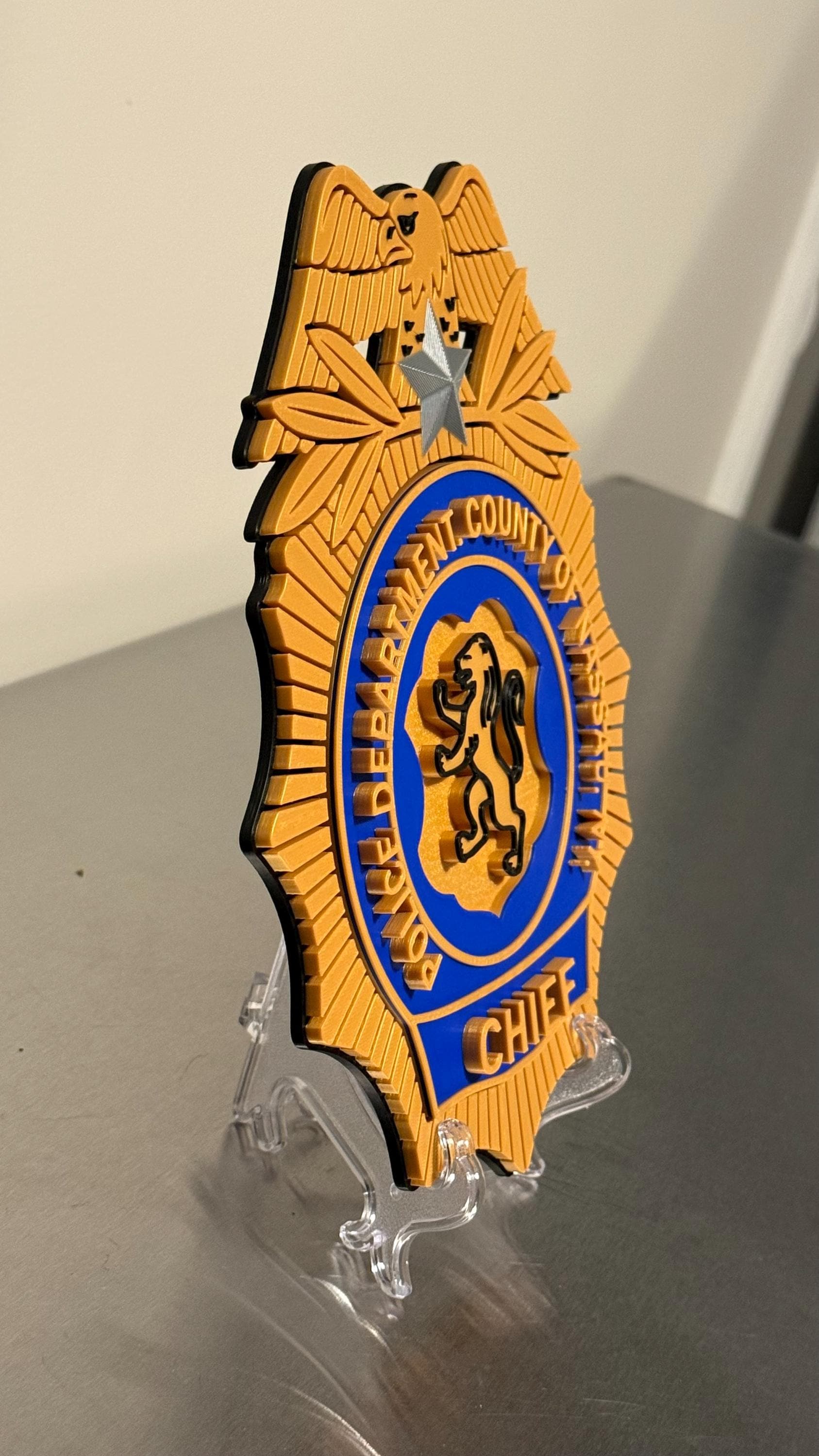 Nassau County Police Chief Shield 3D Display Plaque NY Police Gift New York