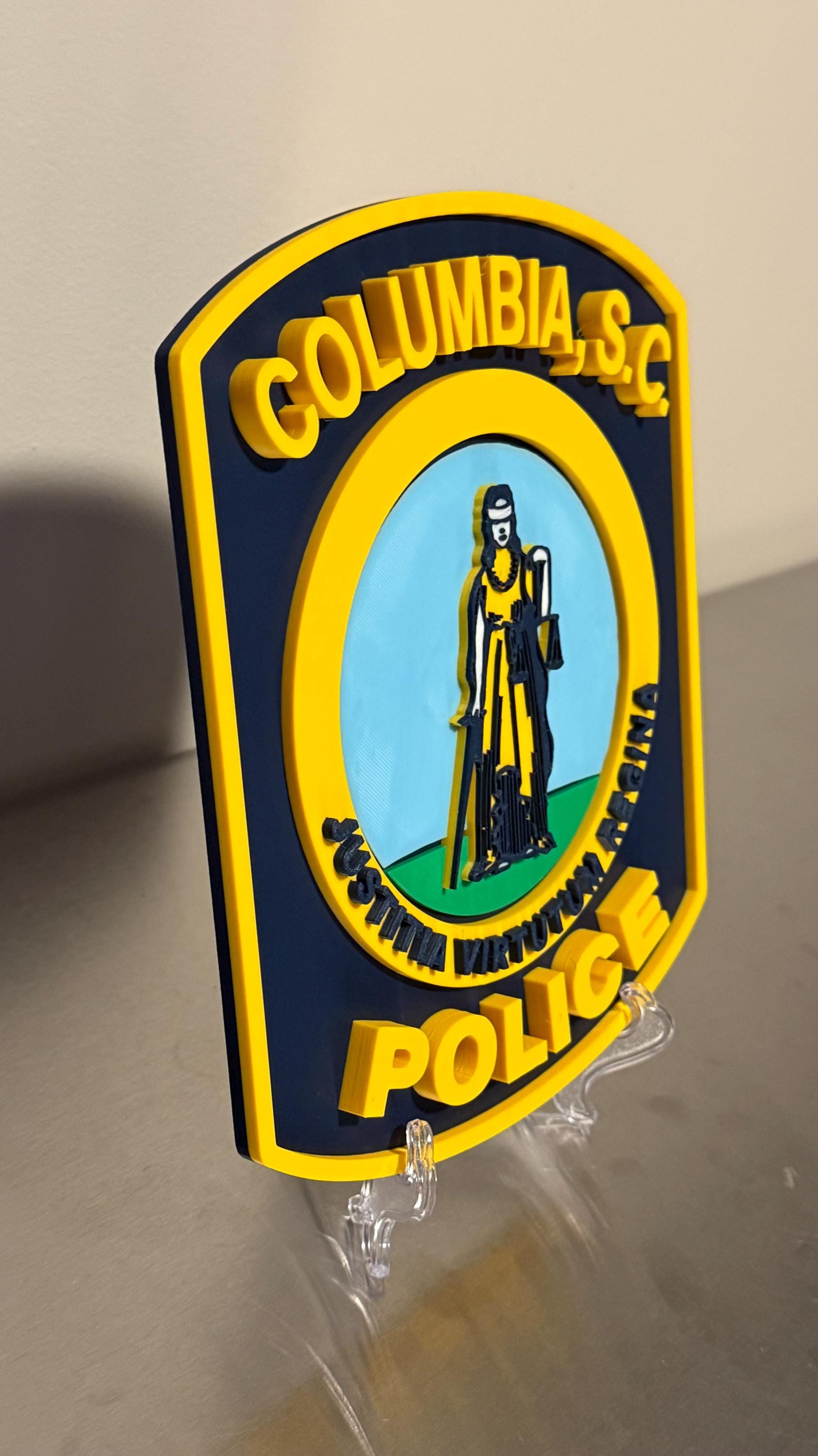 Columbia SC Police Department Plaque – First Responder Wall Decor South Carolina
