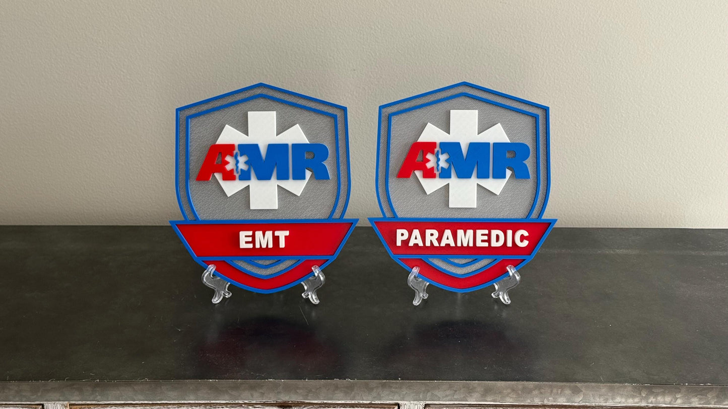 AMR EMT/Paramedic 3D Display Plaque - First Responder Wall Art