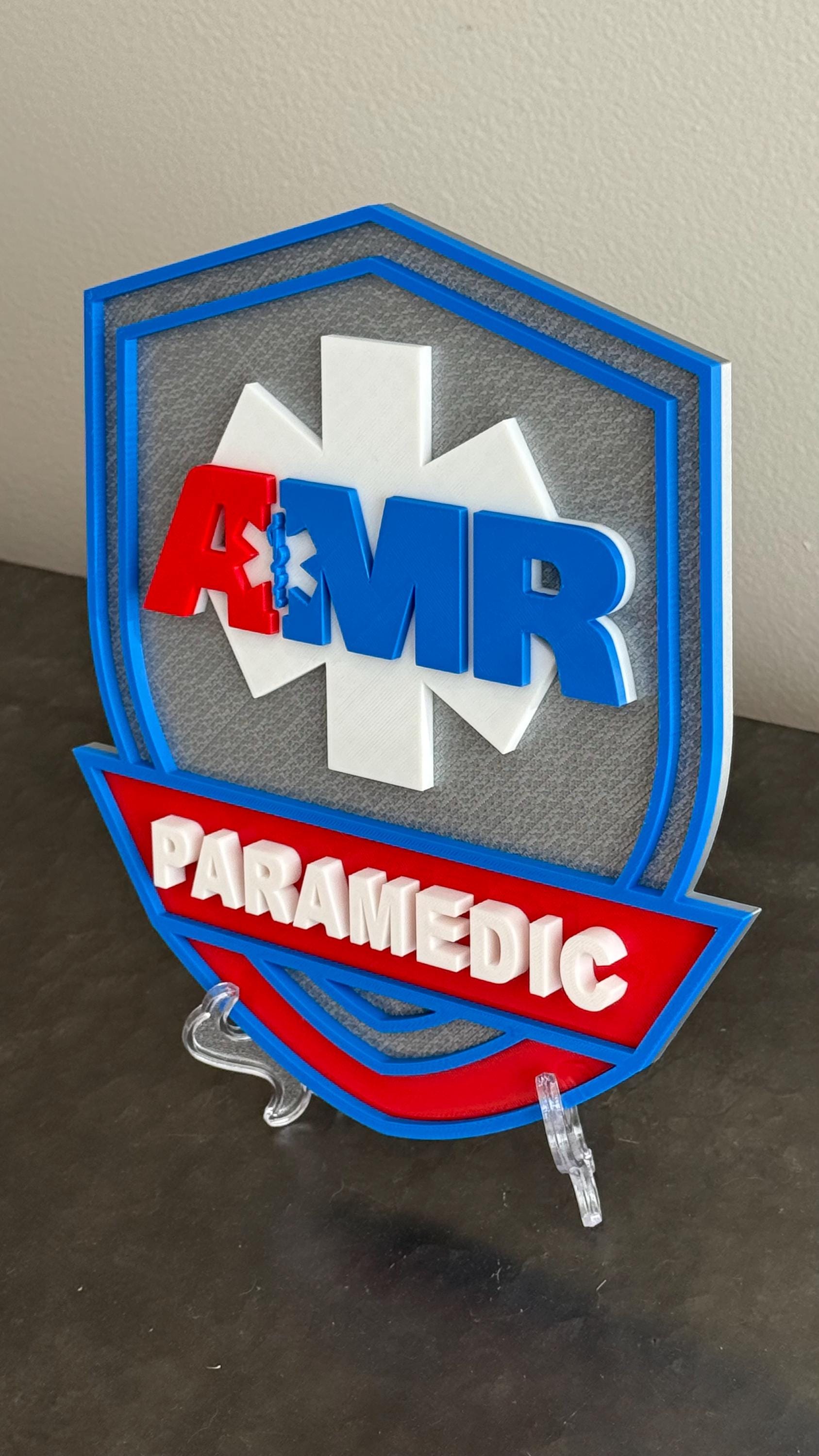 AMR EMT/Paramedic 3D Display Plaque - First Responder Wall Art