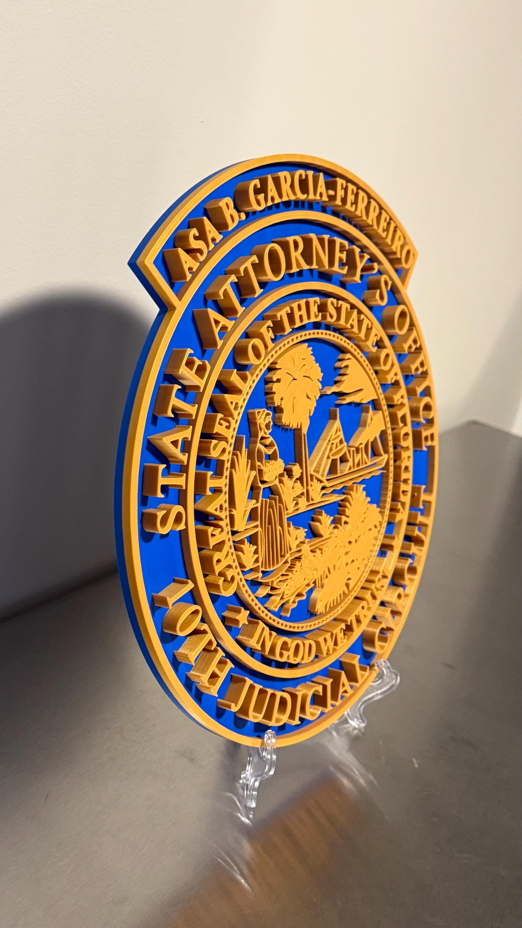 Florida State Attorney's Office 3D Embossed Display Plaque Wall Art FL