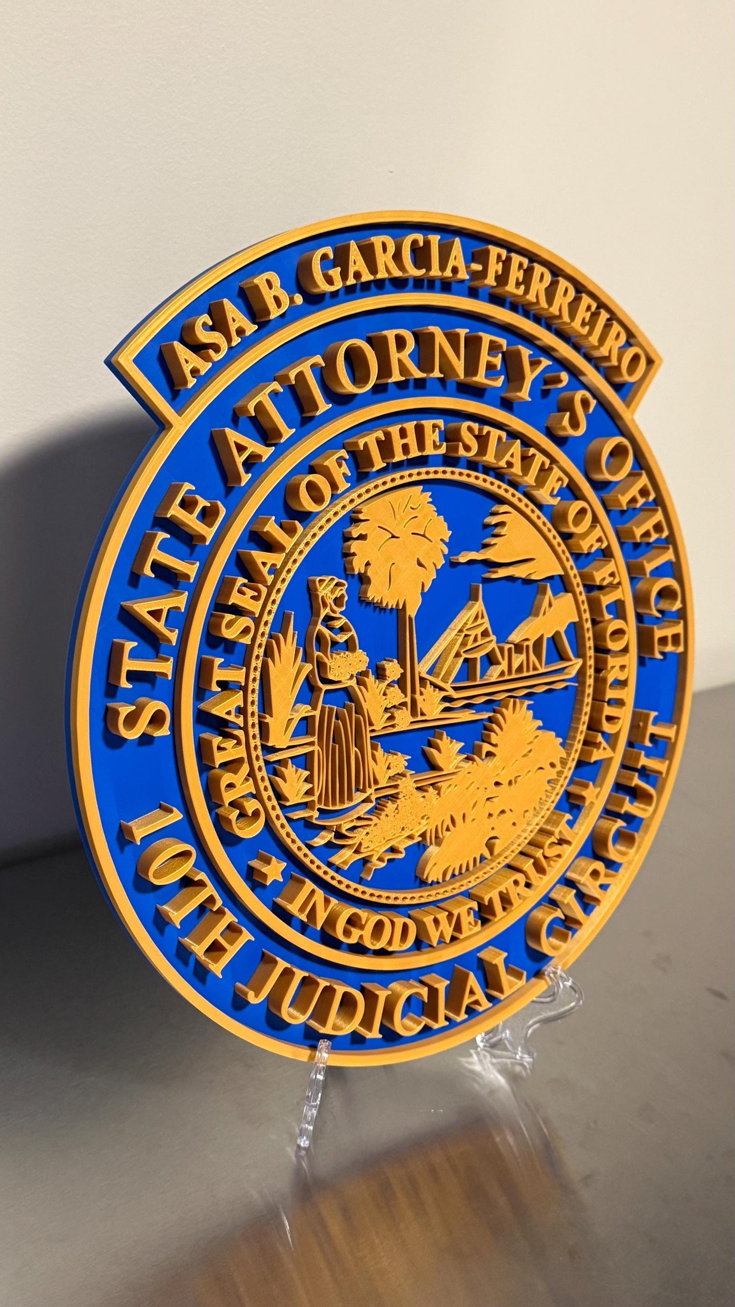 Florida State Attorney's Office 3D Embossed Display Plaque Wall Art FL