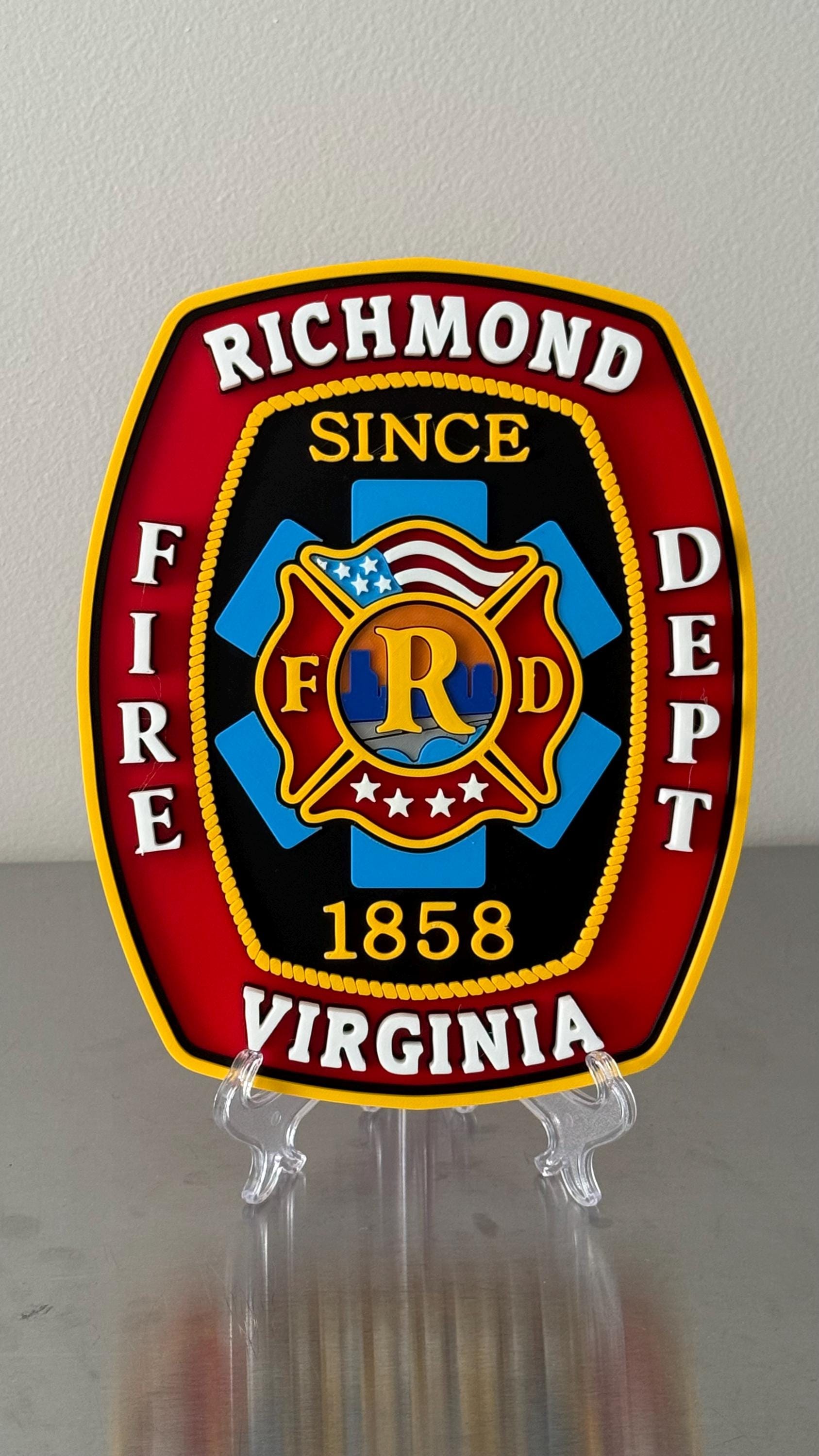 Richmond Firefighter Plaque: 3D Embossed Wall Art (Indoor Display)