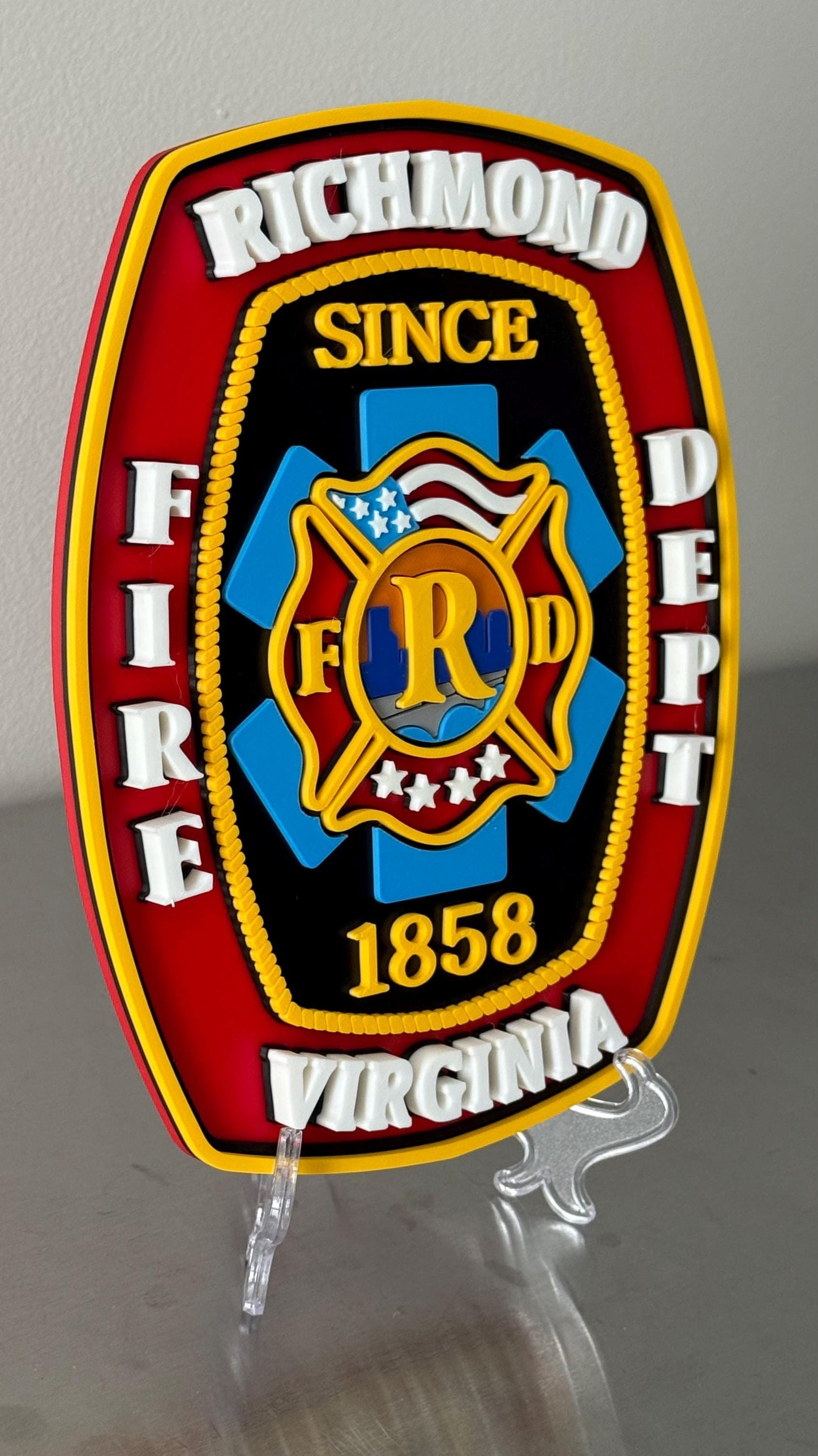 Richmond Firefighter Plaque: 3D Embossed Wall Art (Indoor Display)