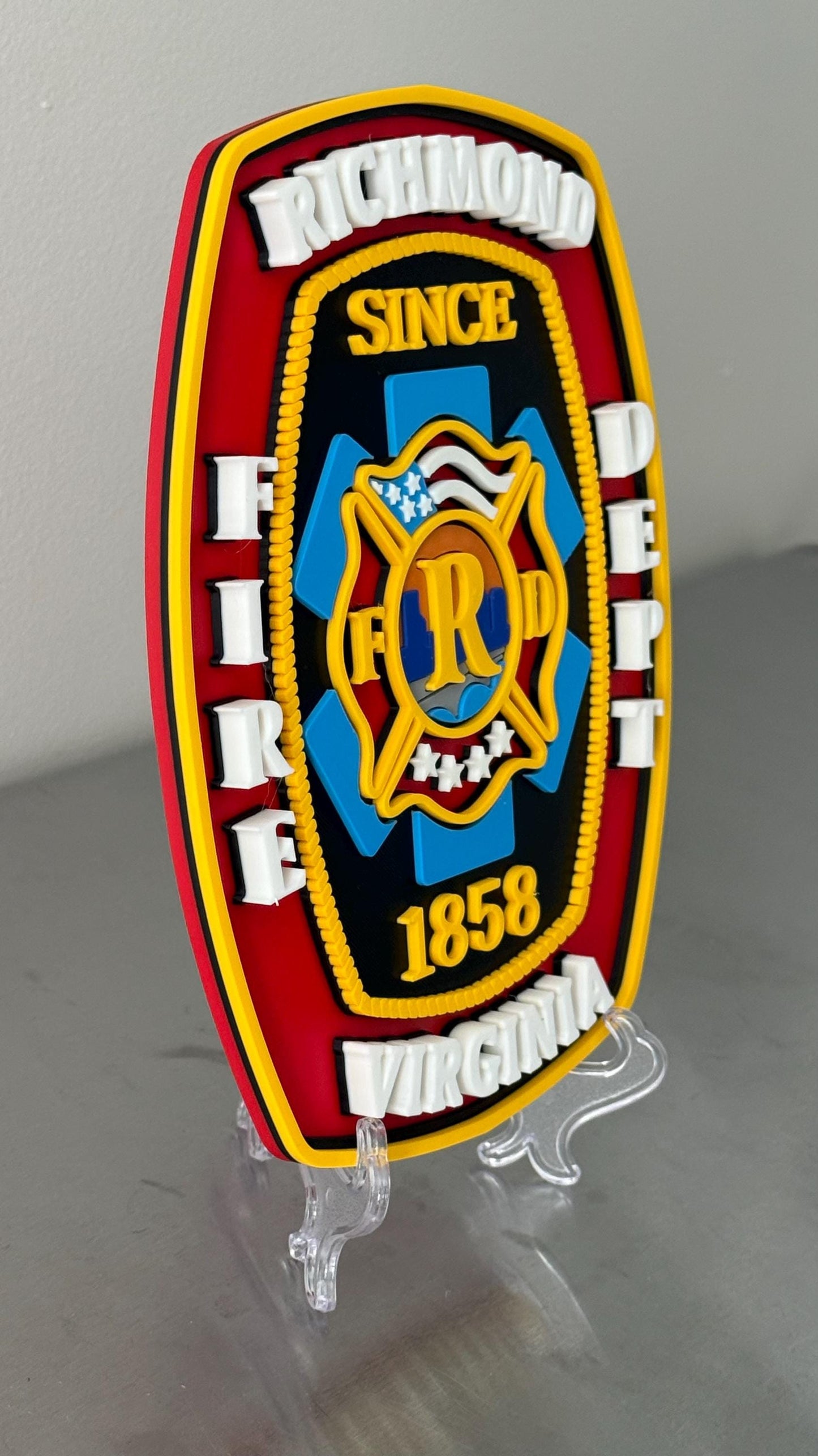 Richmond Firefighter Plaque: 3D Embossed Wall Art (Indoor Display)