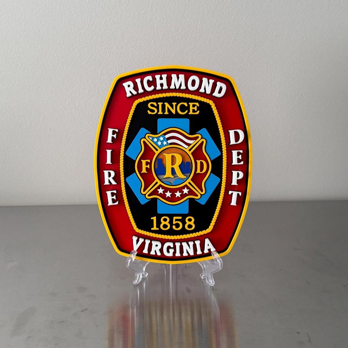 Richmond Firefighter Plaque: 3D Embossed Display Plaque (Indoor Display)