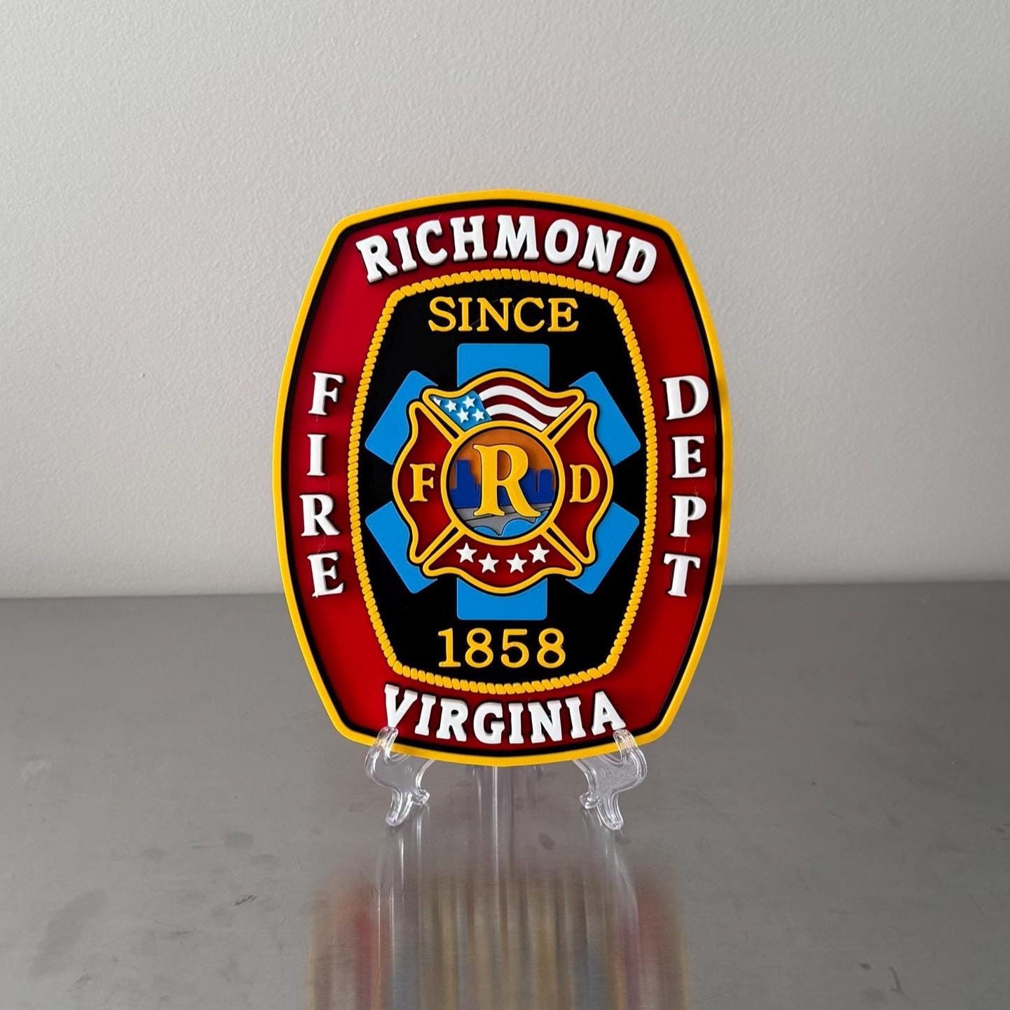 Richmond Firefighter Plaque: 3D Embossed Wall Art (Indoor Display)
