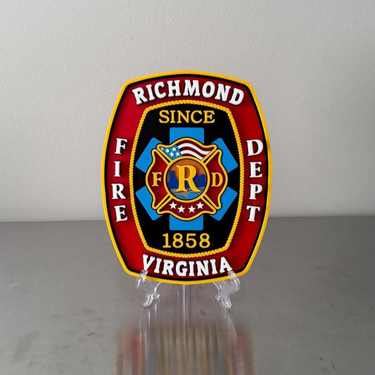 Richmond Firefighter Plaque: 3D Embossed Wall Art (Indoor Display)