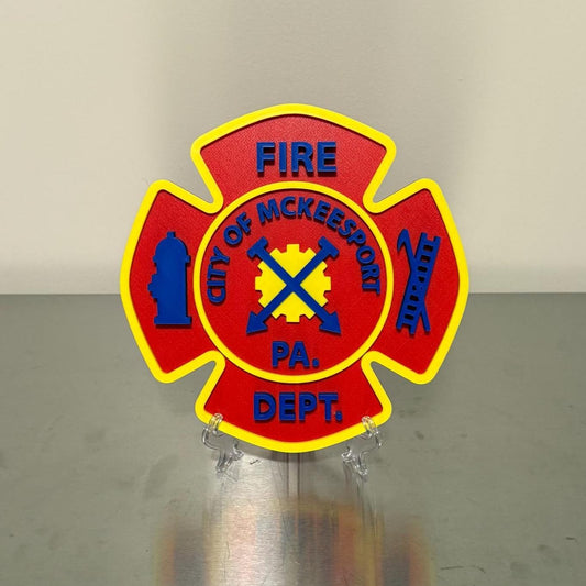 McKeesport Fire Department 3D Display Plaque First Responder Wall Art PA Firefighter Gift Pennsylvania